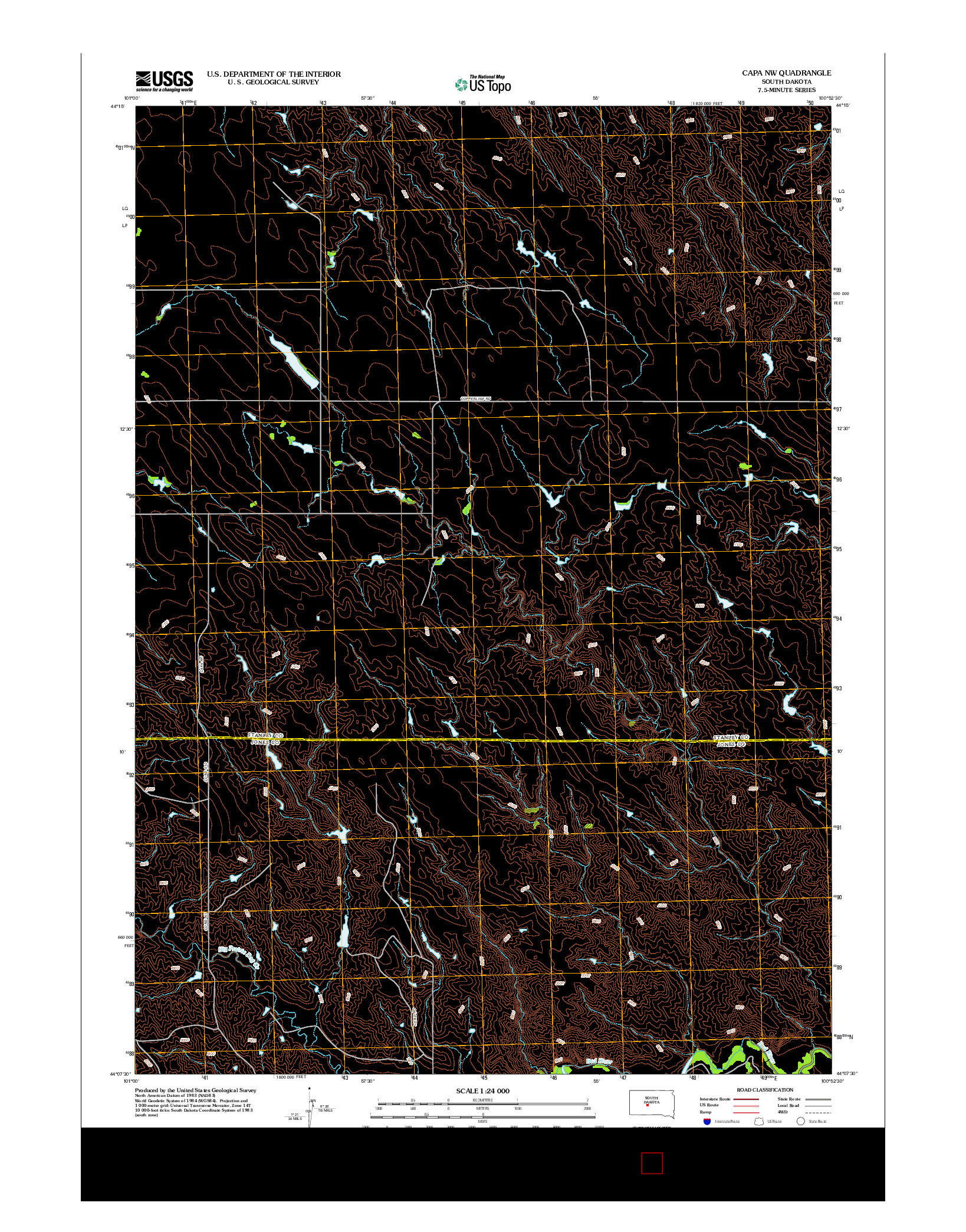 USGS US TOPO 7.5-MINUTE MAP FOR CAPA NW, SD 2012