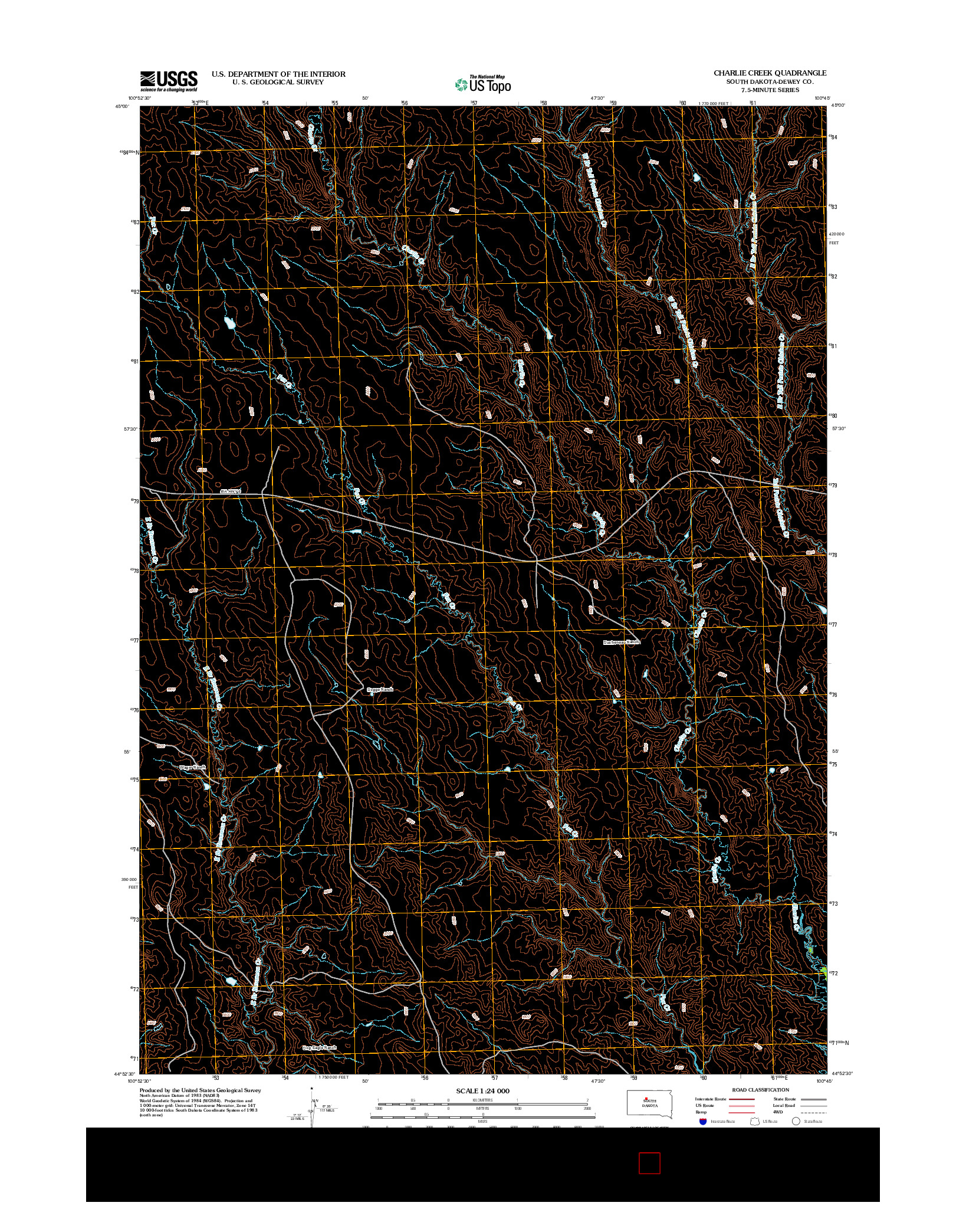 USGS US TOPO 7.5-MINUTE MAP FOR CHARLIE CREEK, SD 2012