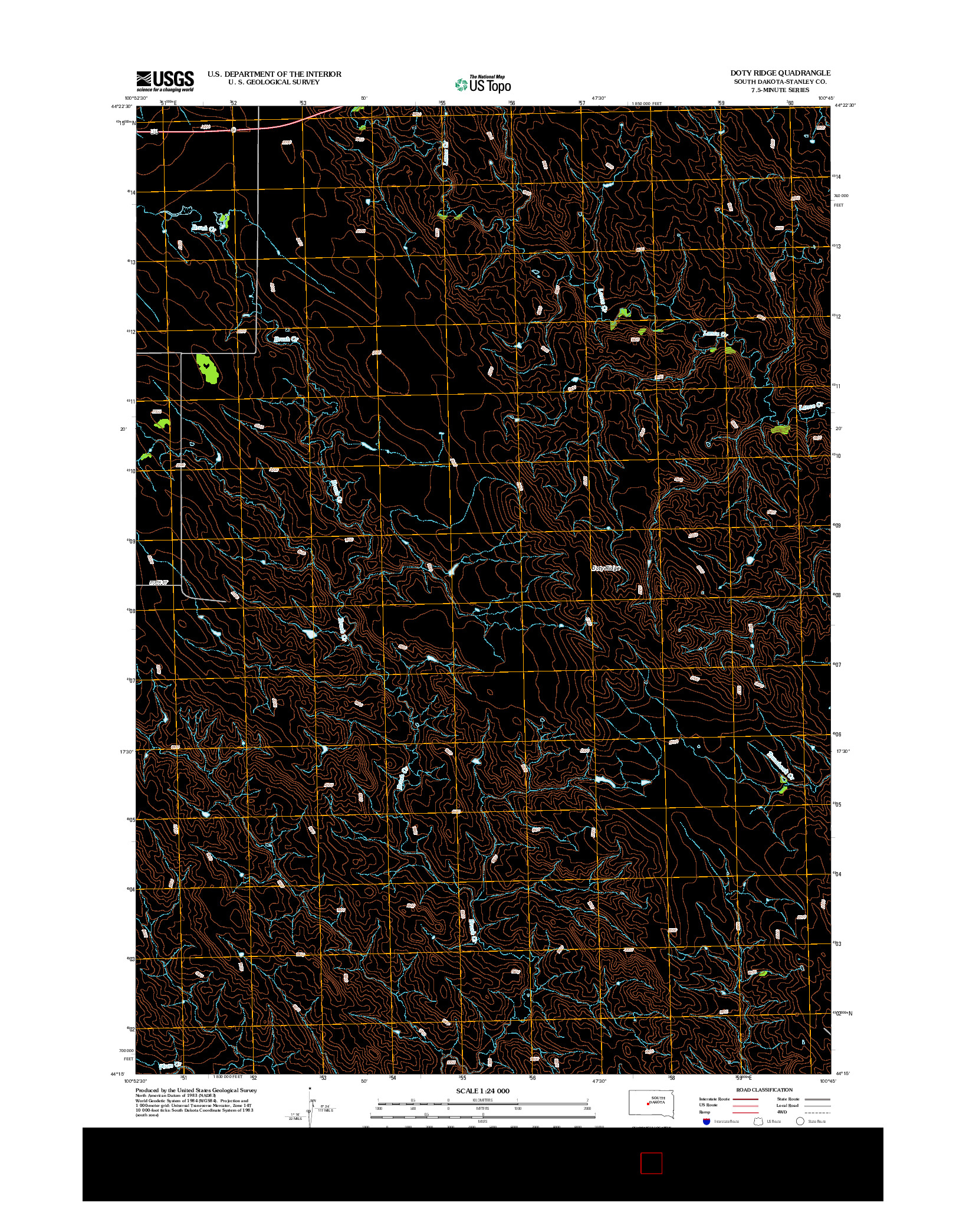 USGS US TOPO 7.5-MINUTE MAP FOR DOTY RIDGE, SD 2012