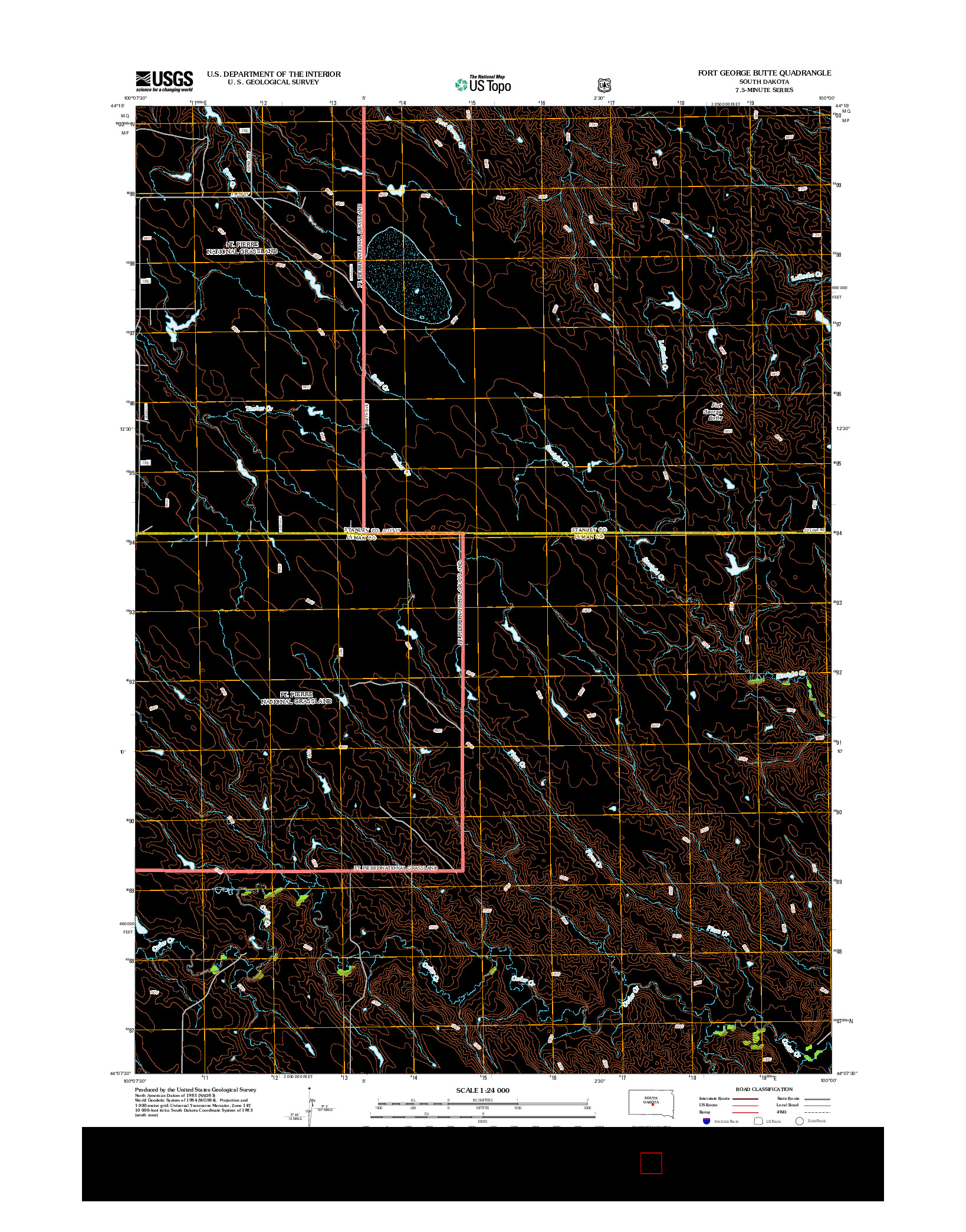 USGS US TOPO 7.5-MINUTE MAP FOR FORT GEORGE BUTTE, SD 2012