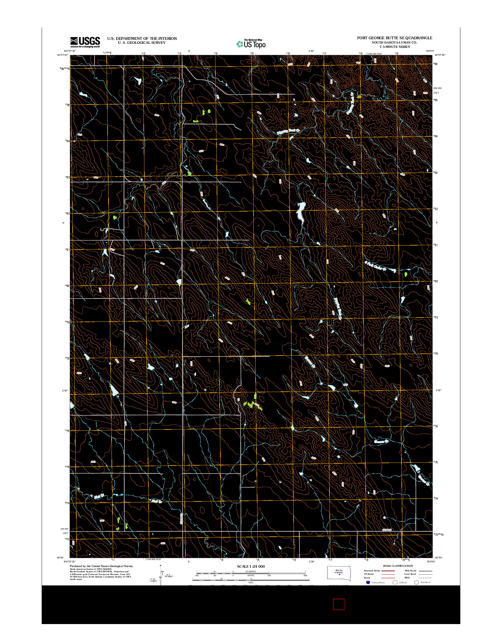 USGS US TOPO 7.5-MINUTE MAP FOR FORT GEORGE BUTTE SE, SD 2012