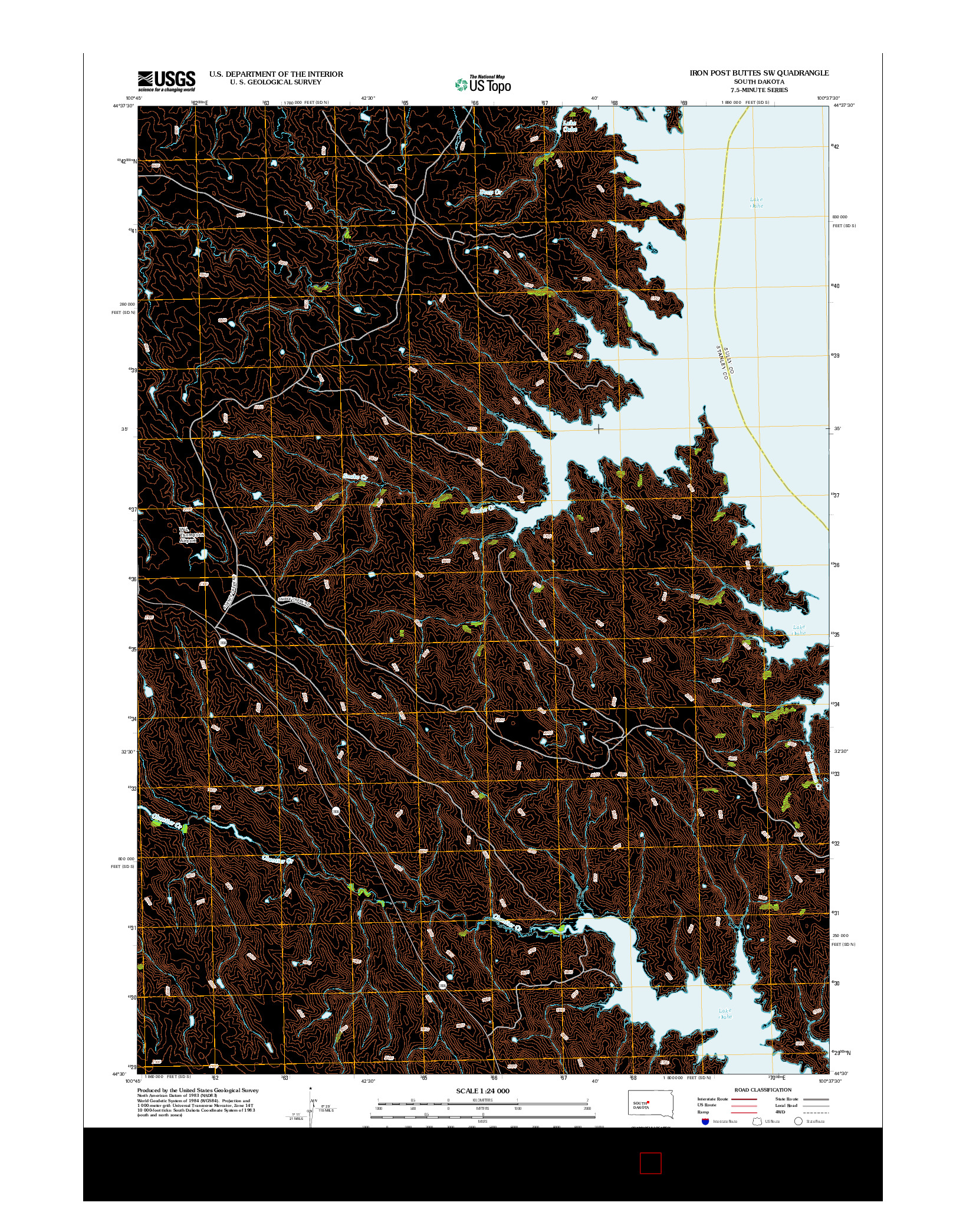 USGS US TOPO 7.5-MINUTE MAP FOR IRON POST BUTTES SW, SD 2012