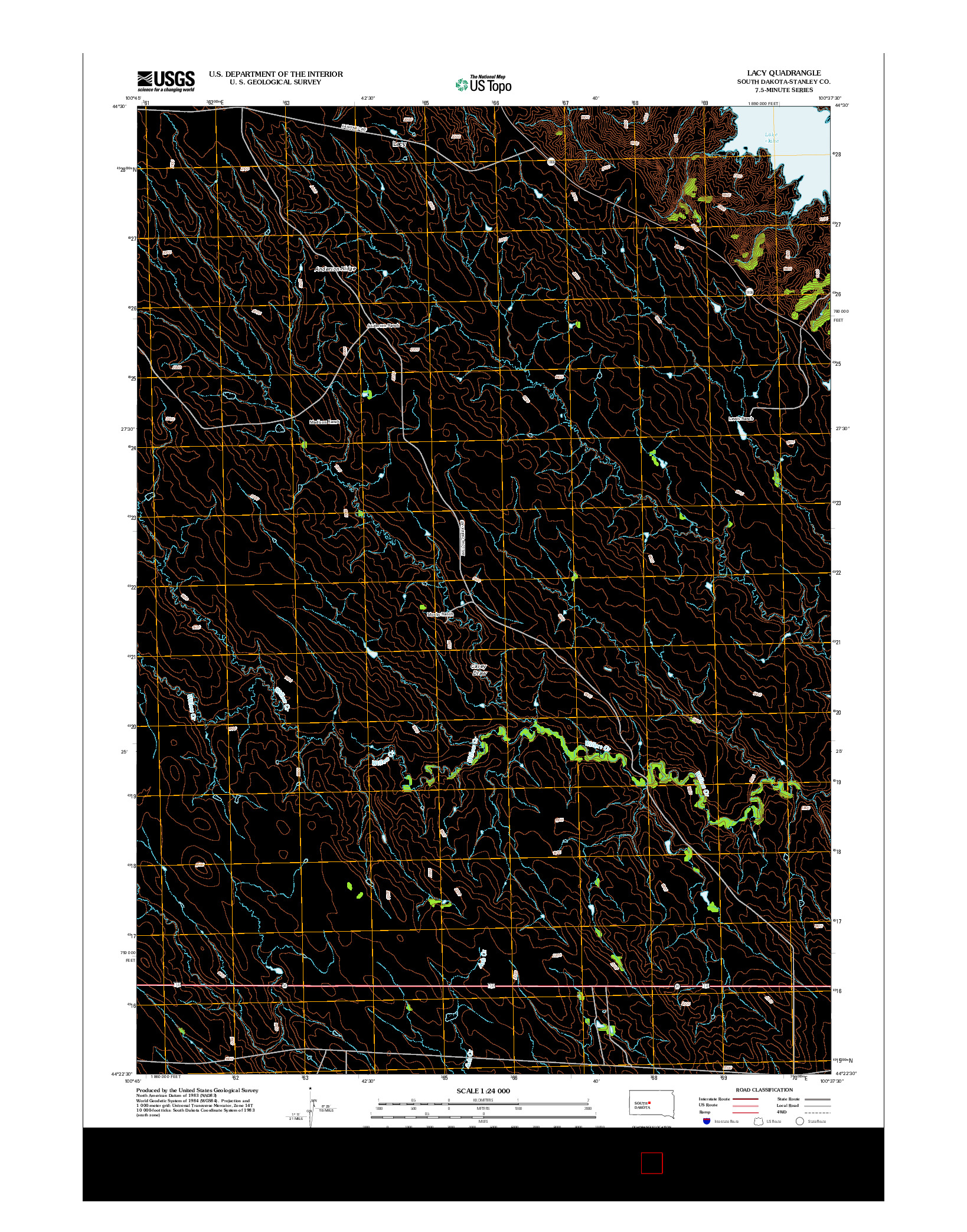 USGS US TOPO 7.5-MINUTE MAP FOR LACY, SD 2012