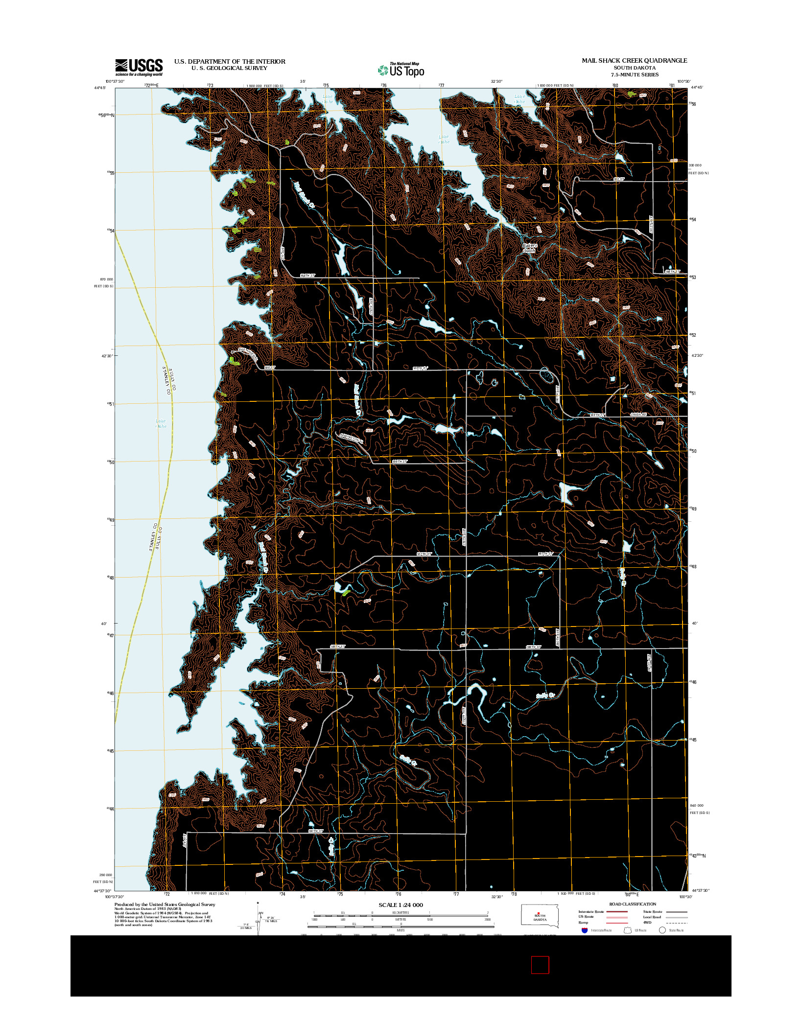 USGS US TOPO 7.5-MINUTE MAP FOR MAIL SHACK CREEK, SD 2012