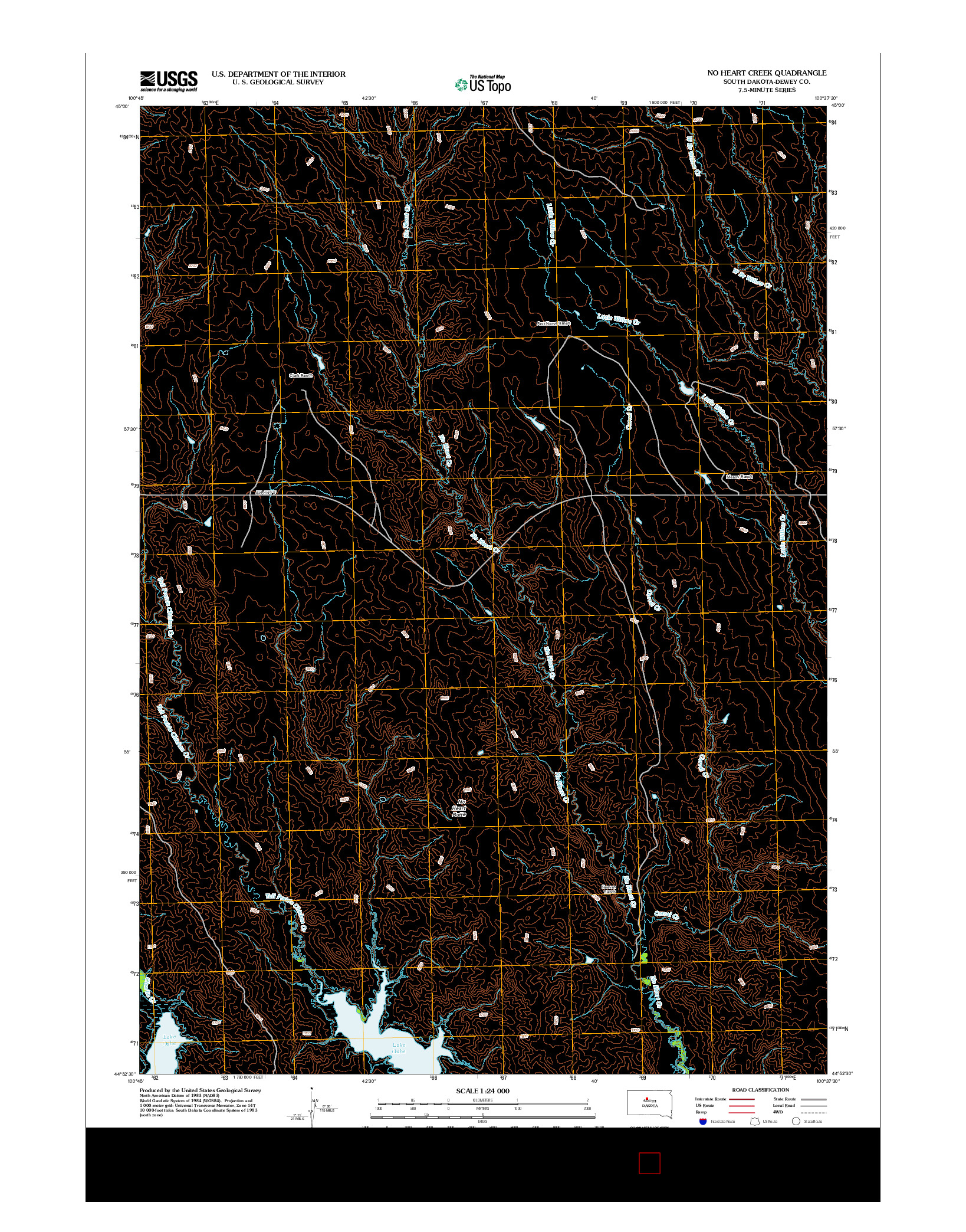 USGS US TOPO 7.5-MINUTE MAP FOR NO HEART CREEK, SD 2012