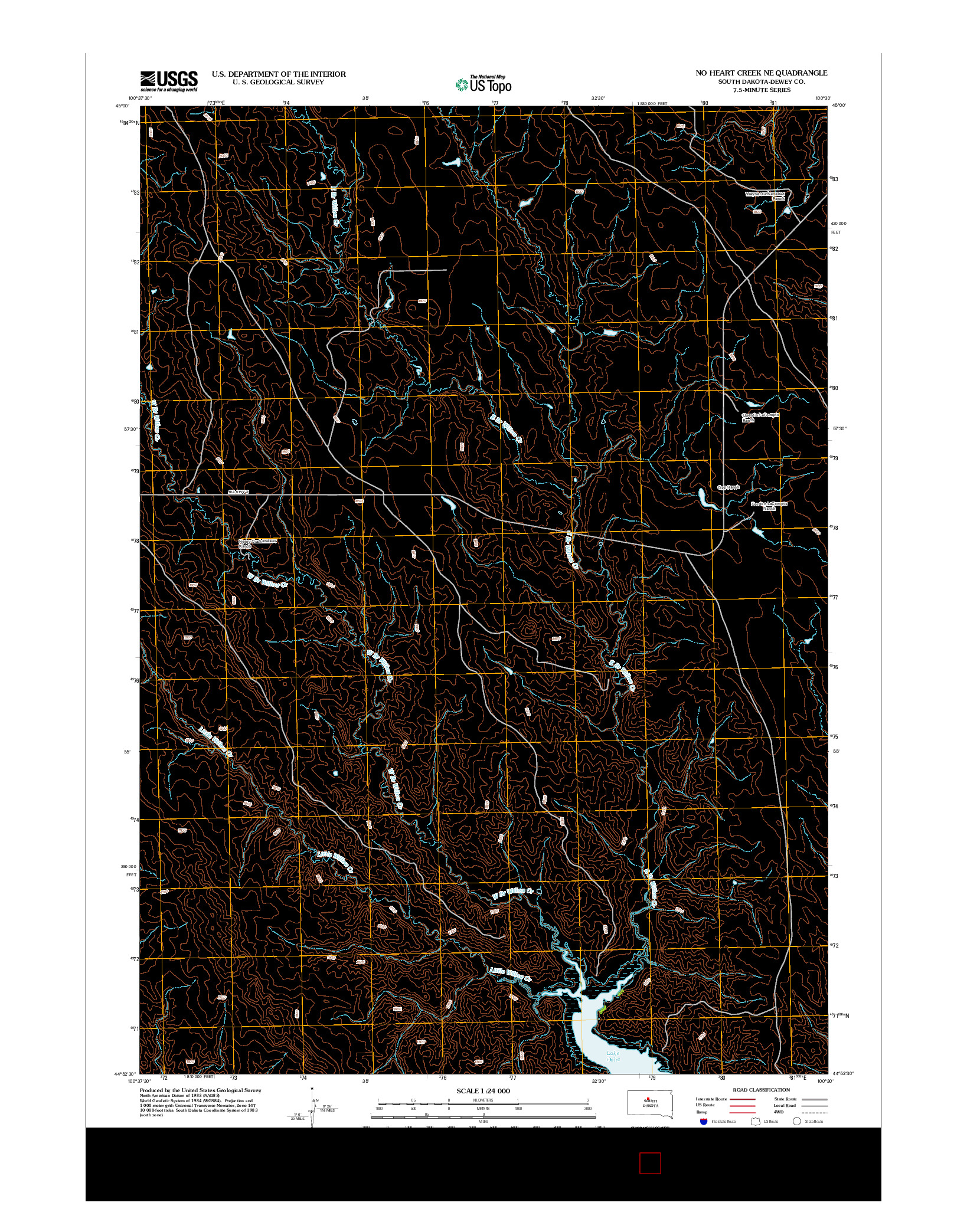 USGS US TOPO 7.5-MINUTE MAP FOR NO HEART CREEK NE, SD 2012