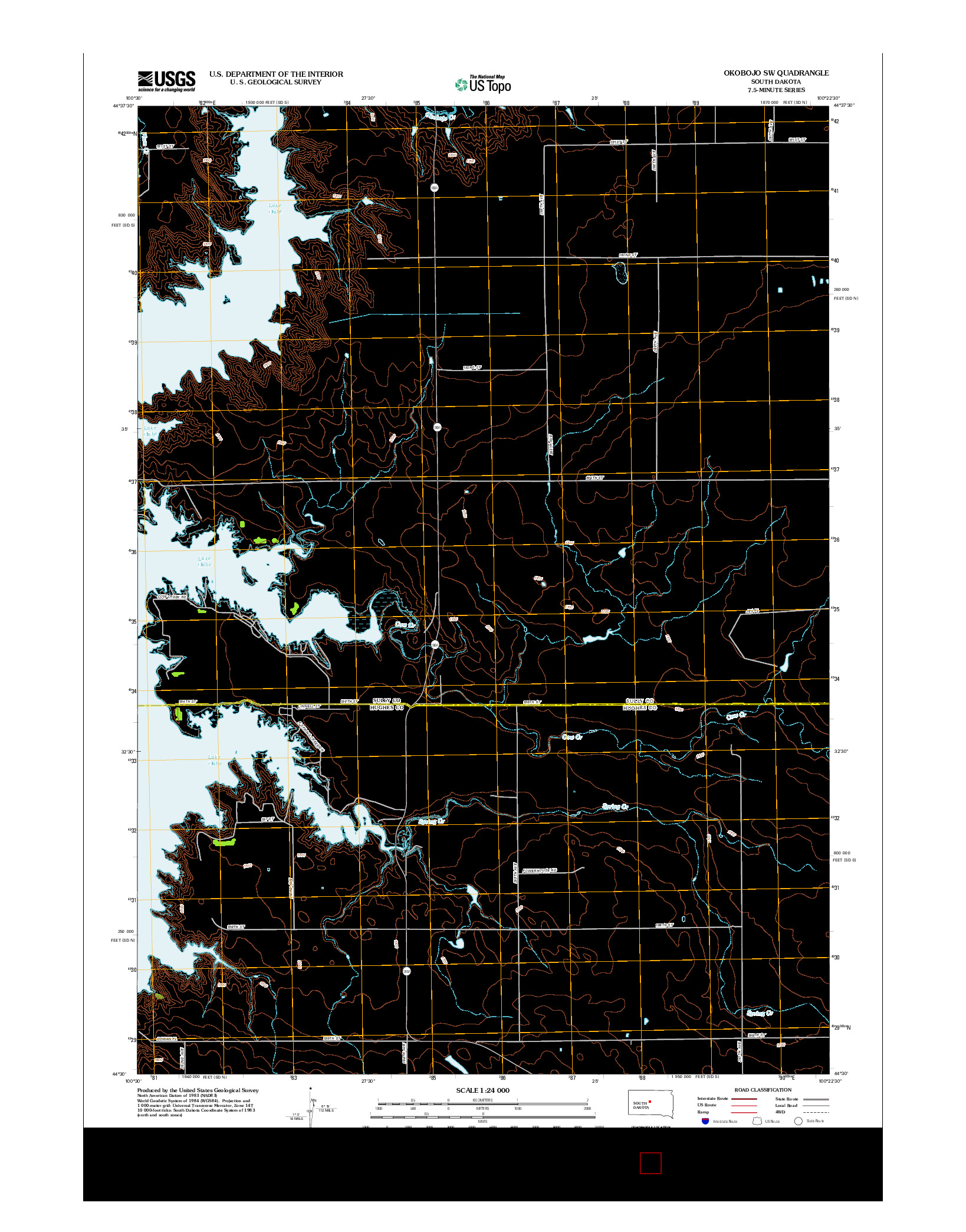 USGS US TOPO 7.5-MINUTE MAP FOR OKOBOJO SW, SD 2012