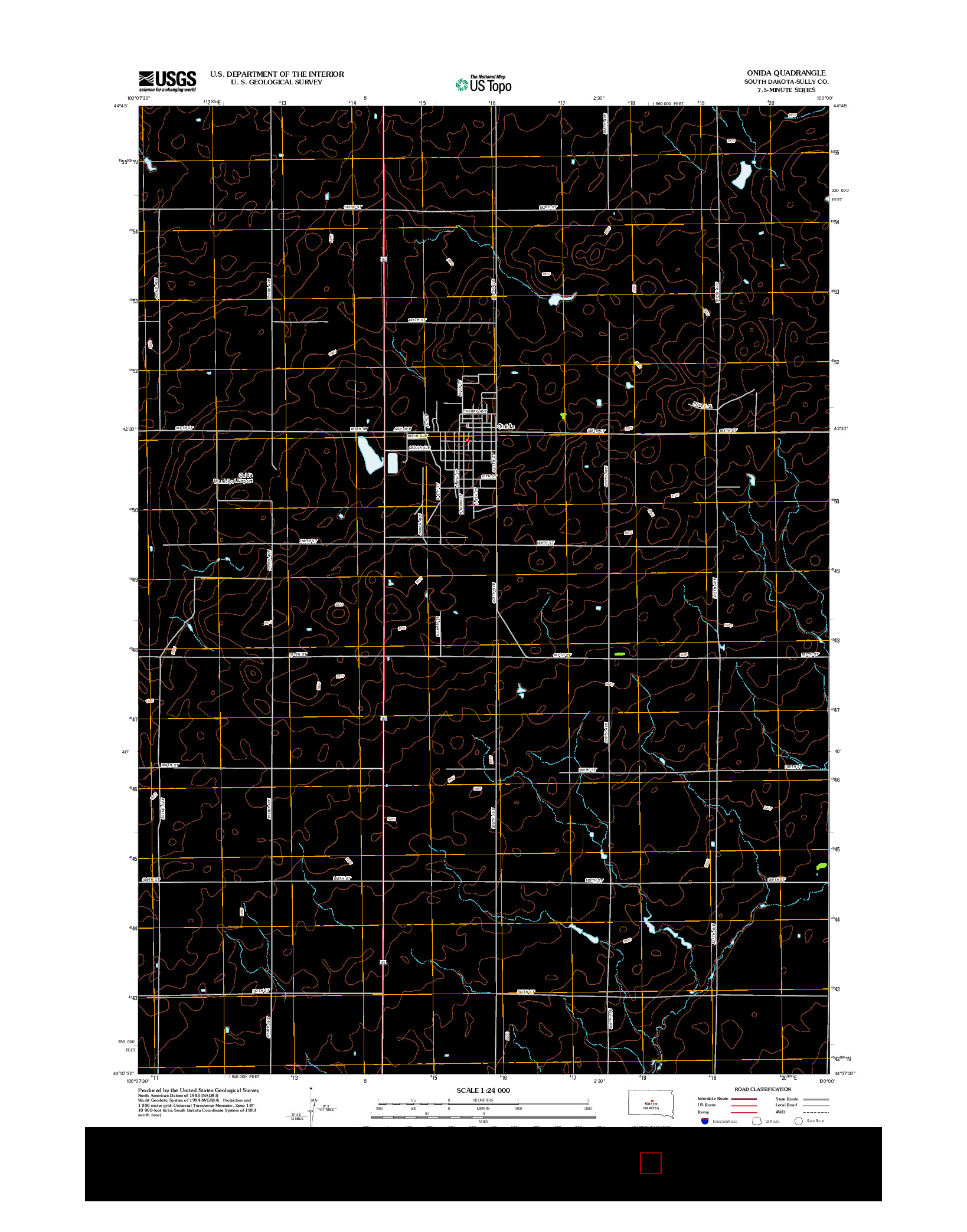 USGS US TOPO 7.5-MINUTE MAP FOR ONIDA, SD 2012