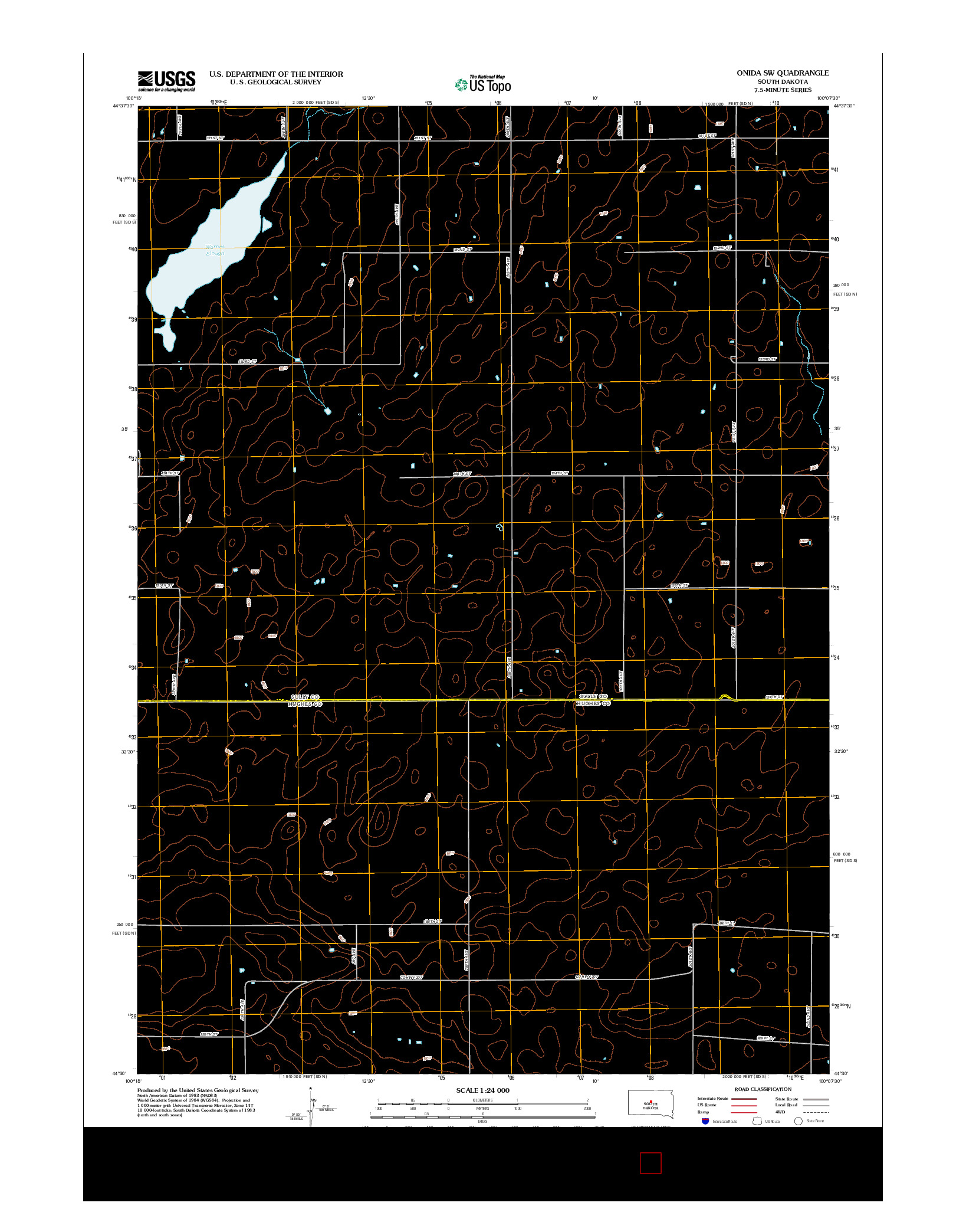 USGS US TOPO 7.5-MINUTE MAP FOR ONIDA SW, SD 2012