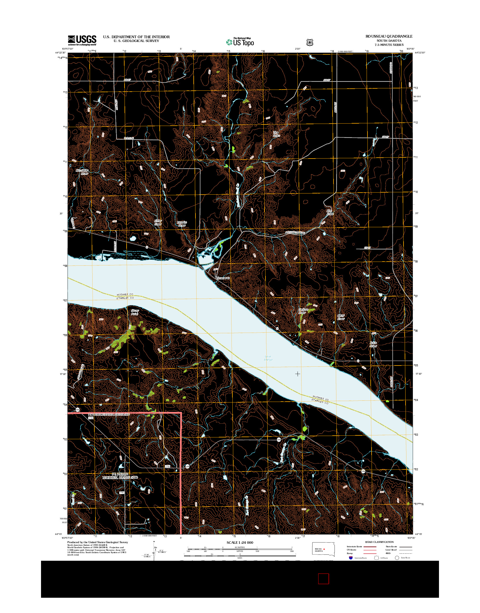 USGS US TOPO 7.5-MINUTE MAP FOR ROUSSEAU, SD 2012