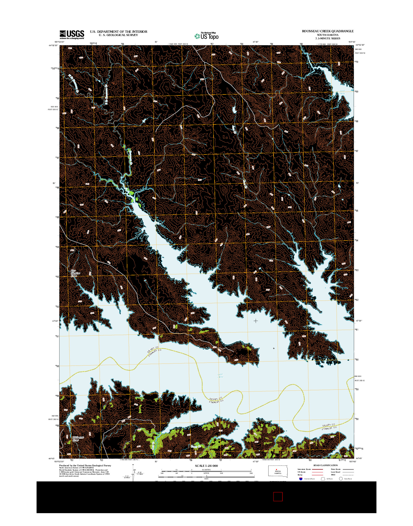 USGS US TOPO 7.5-MINUTE MAP FOR ROUSSEAU CREEK, SD 2012