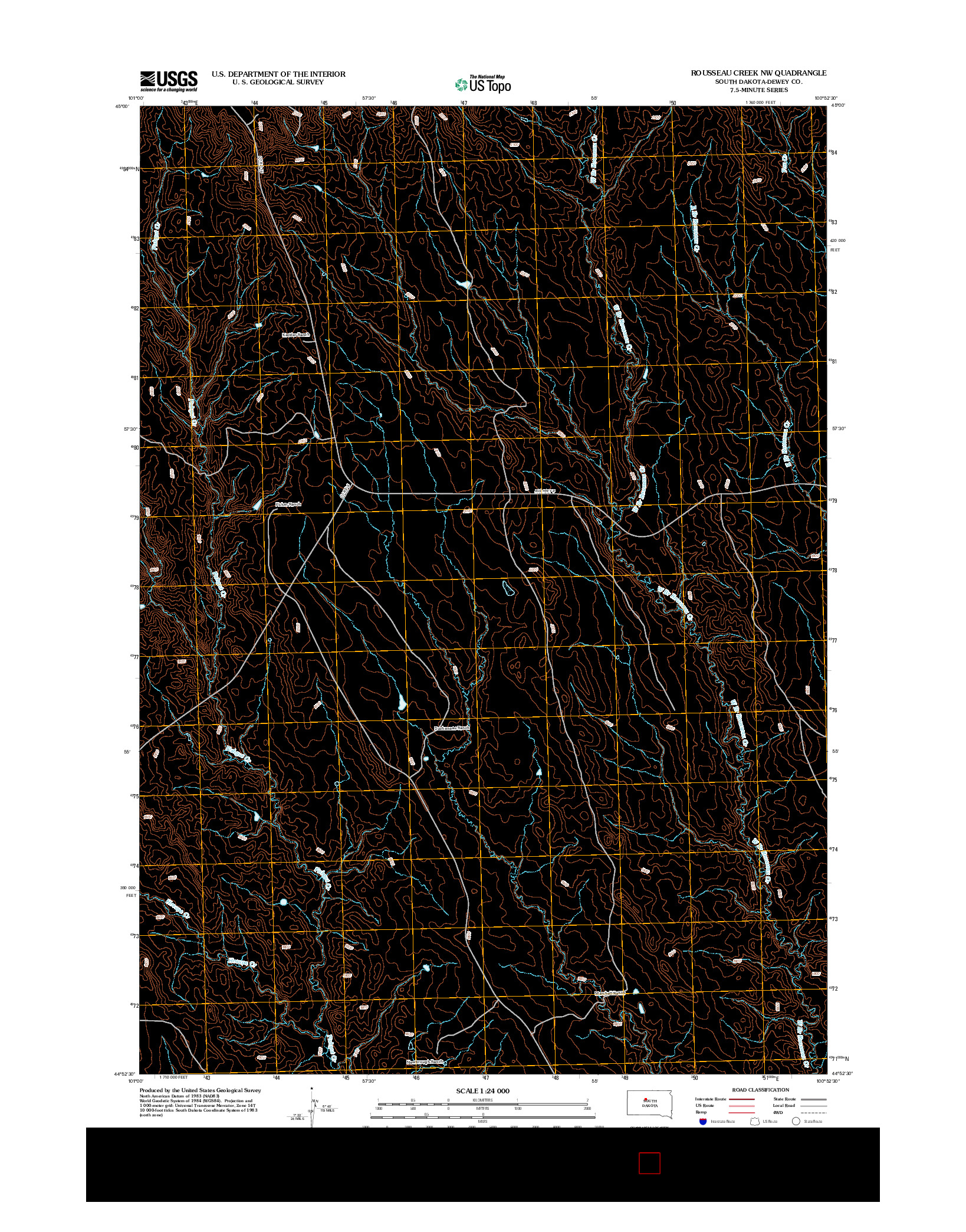 USGS US TOPO 7.5-MINUTE MAP FOR ROUSSEAU CREEK NW, SD 2012