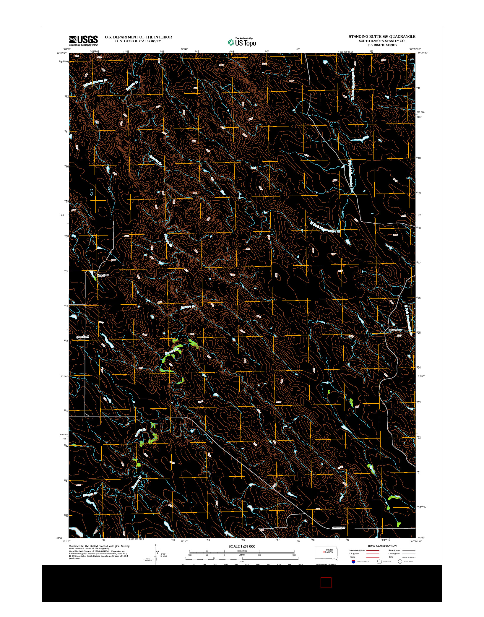 USGS US TOPO 7.5-MINUTE MAP FOR STANDING BUTTE SW, SD 2012