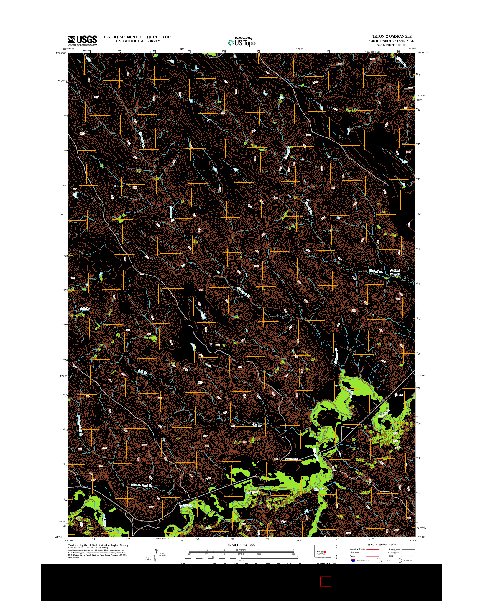 USGS US TOPO 7.5-MINUTE MAP FOR TETON, SD 2012