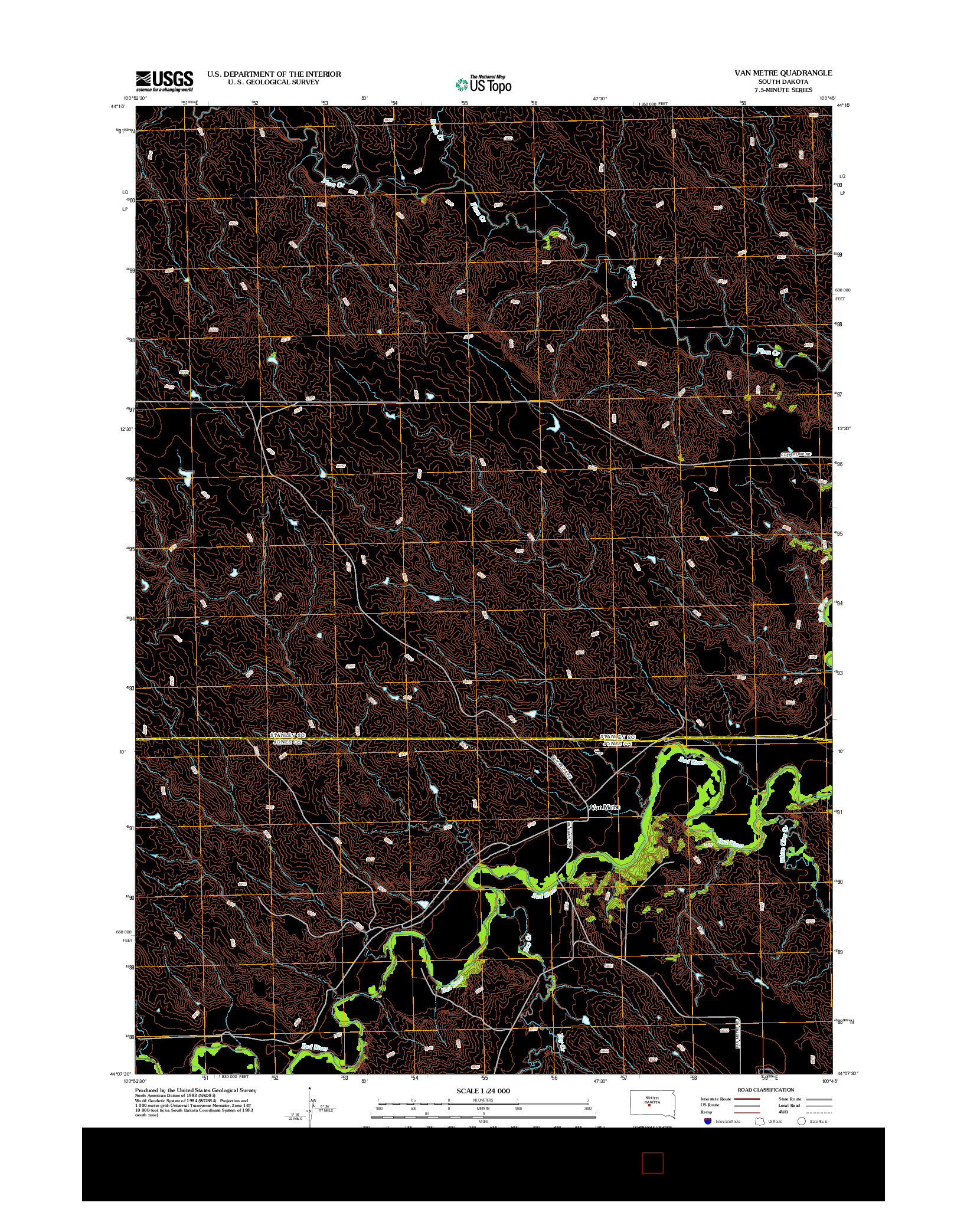USGS US TOPO 7.5-MINUTE MAP FOR VAN METRE, SD 2012