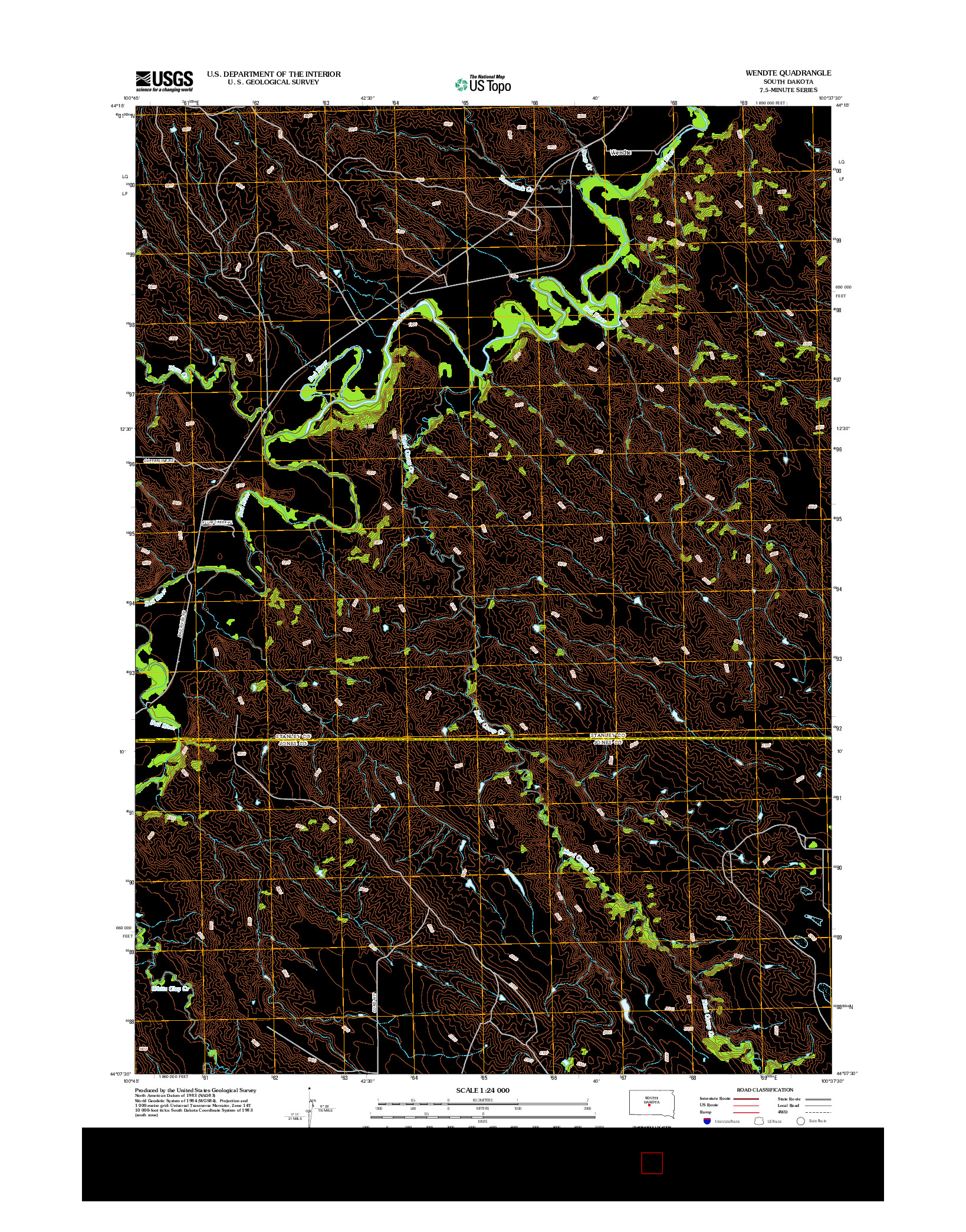 USGS US TOPO 7.5-MINUTE MAP FOR WENDTE, SD 2012