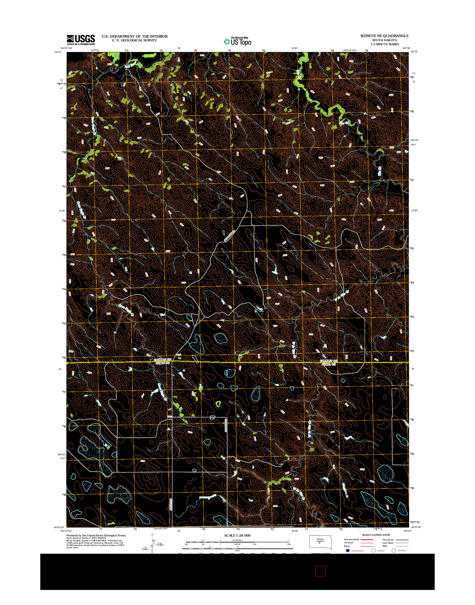 USGS US TOPO 7.5-MINUTE MAP FOR WENDTE NE, SD 2012