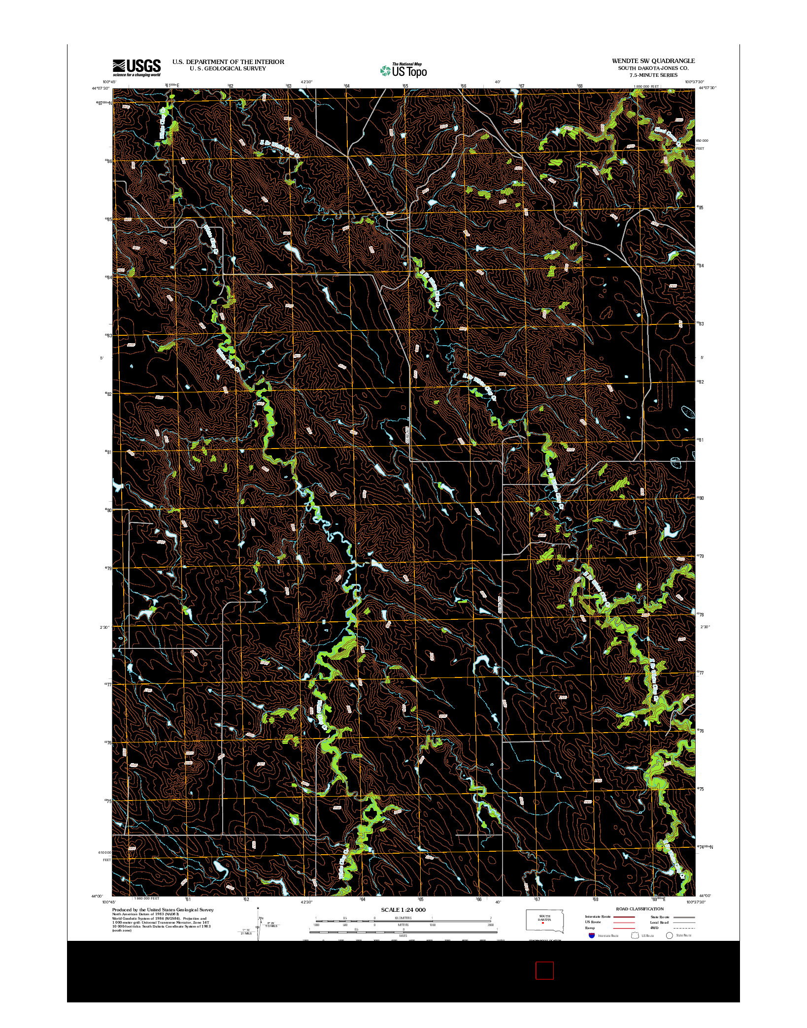 USGS US TOPO 7.5-MINUTE MAP FOR WENDTE SW, SD 2012