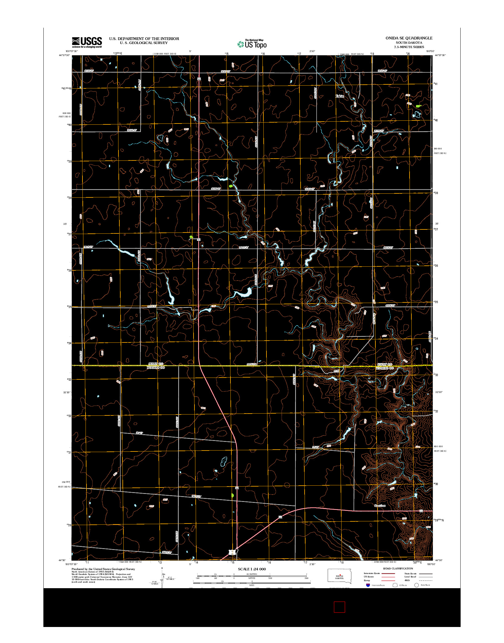 USGS US TOPO 7.5-MINUTE MAP FOR ONIDA SE, SD 2012