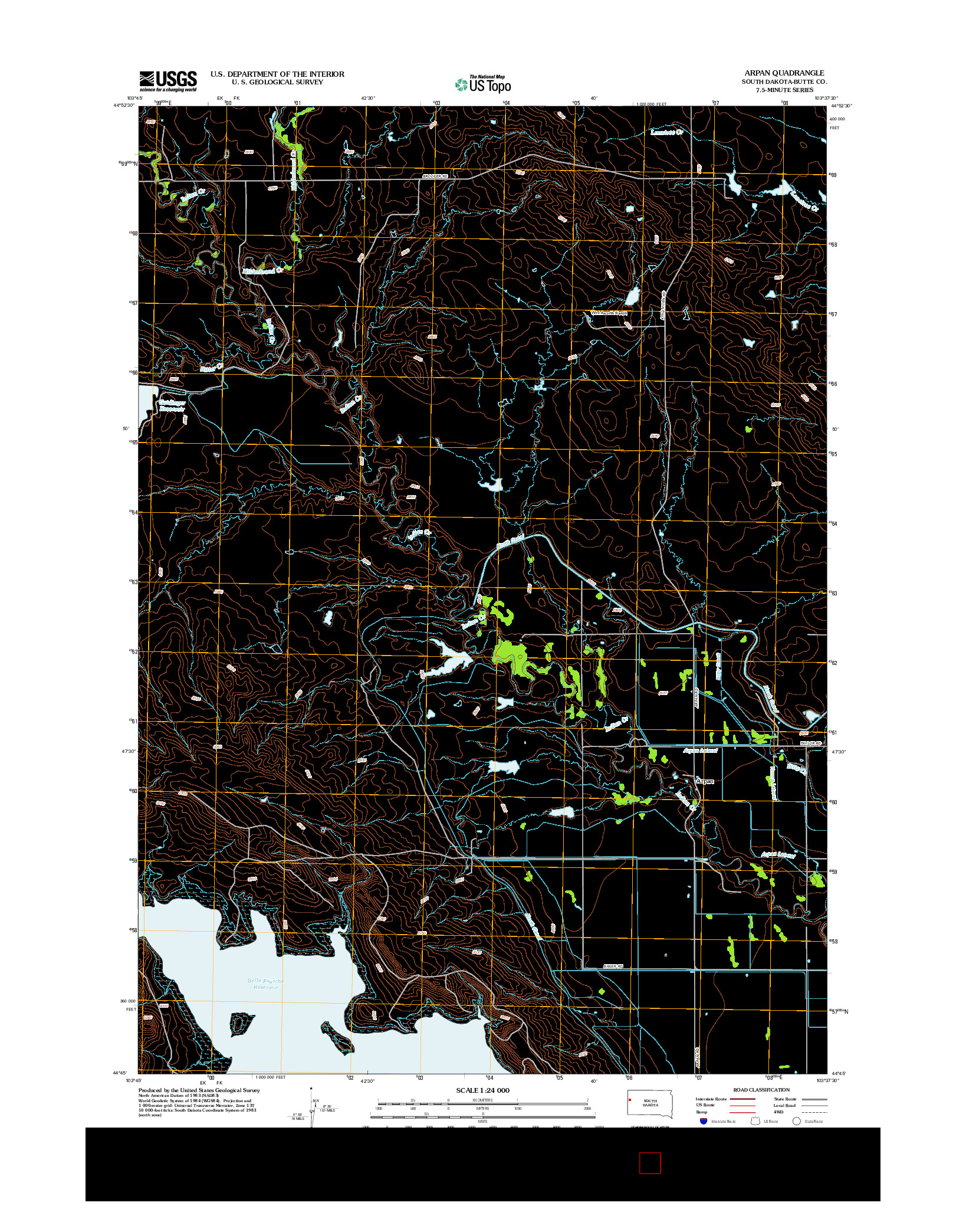 USGS US TOPO 7.5-MINUTE MAP FOR ARPAN, SD 2012