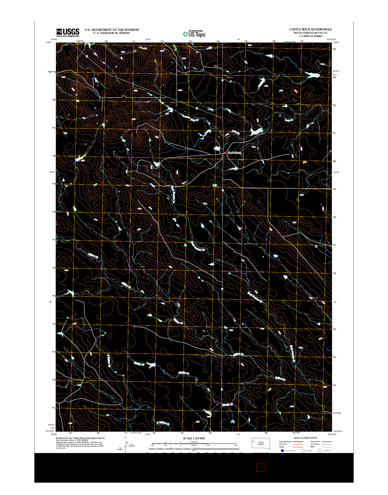 USGS US TOPO 7.5-MINUTE MAP FOR CASTLE ROCK, SD 2012