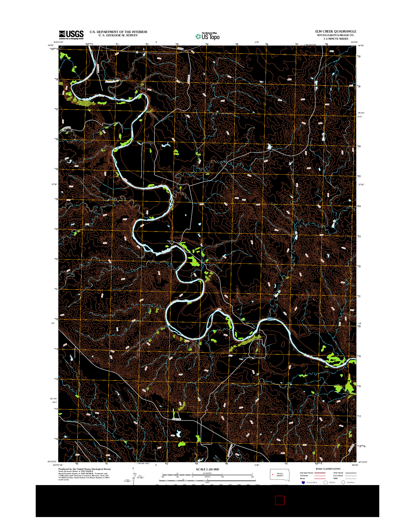 USGS US TOPO 7.5-MINUTE MAP FOR ELM CREEK, SD 2012