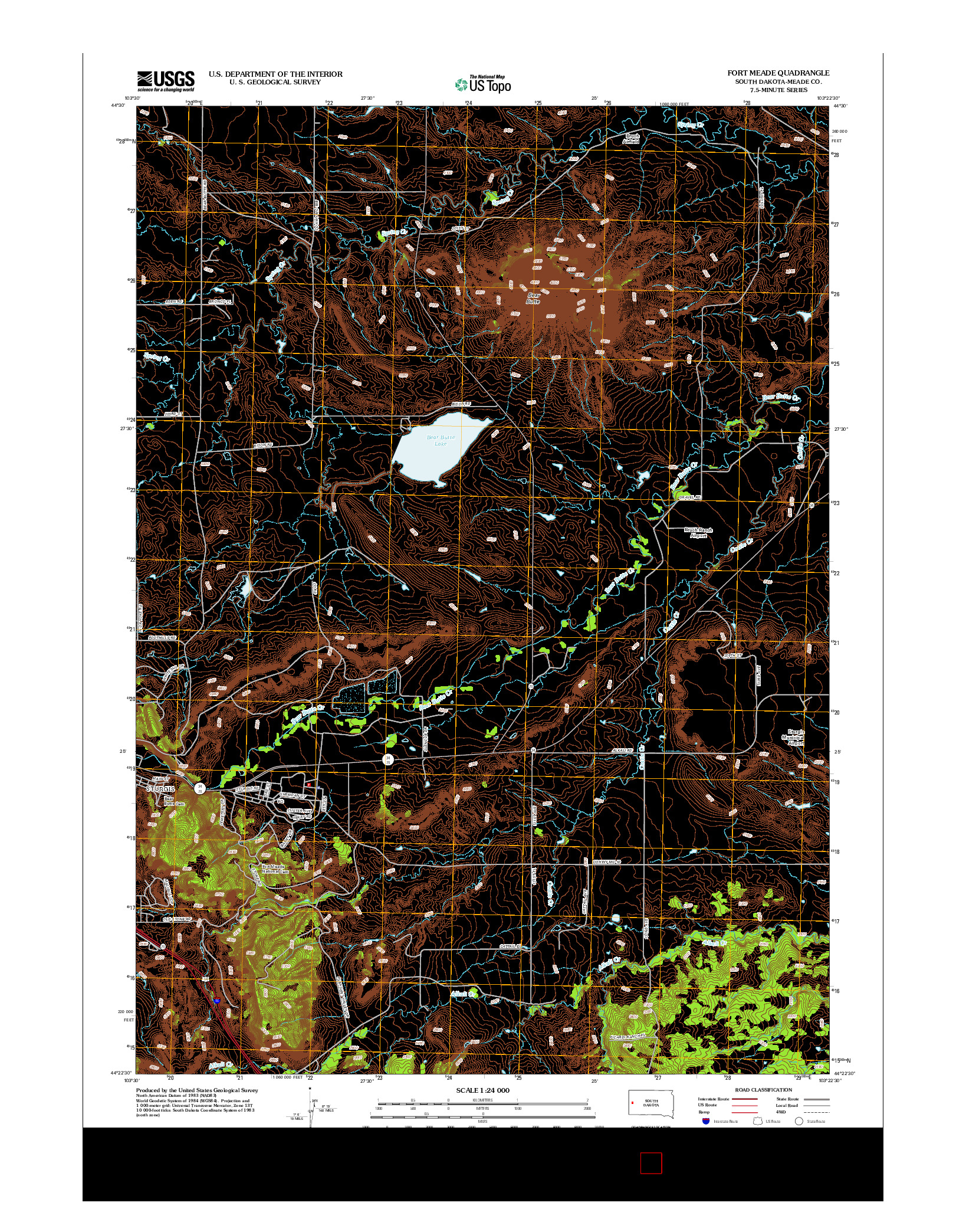 USGS US TOPO 7.5-MINUTE MAP FOR FORT MEADE, SD 2012