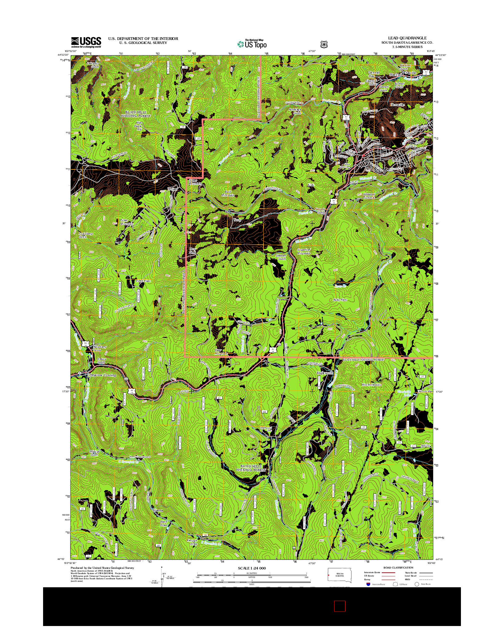 USGS US TOPO 7.5-MINUTE MAP FOR LEAD, SD 2012