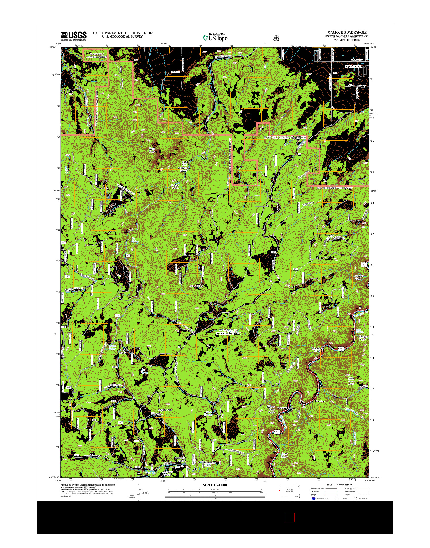 USGS US TOPO 7.5-MINUTE MAP FOR MAURICE, SD 2012