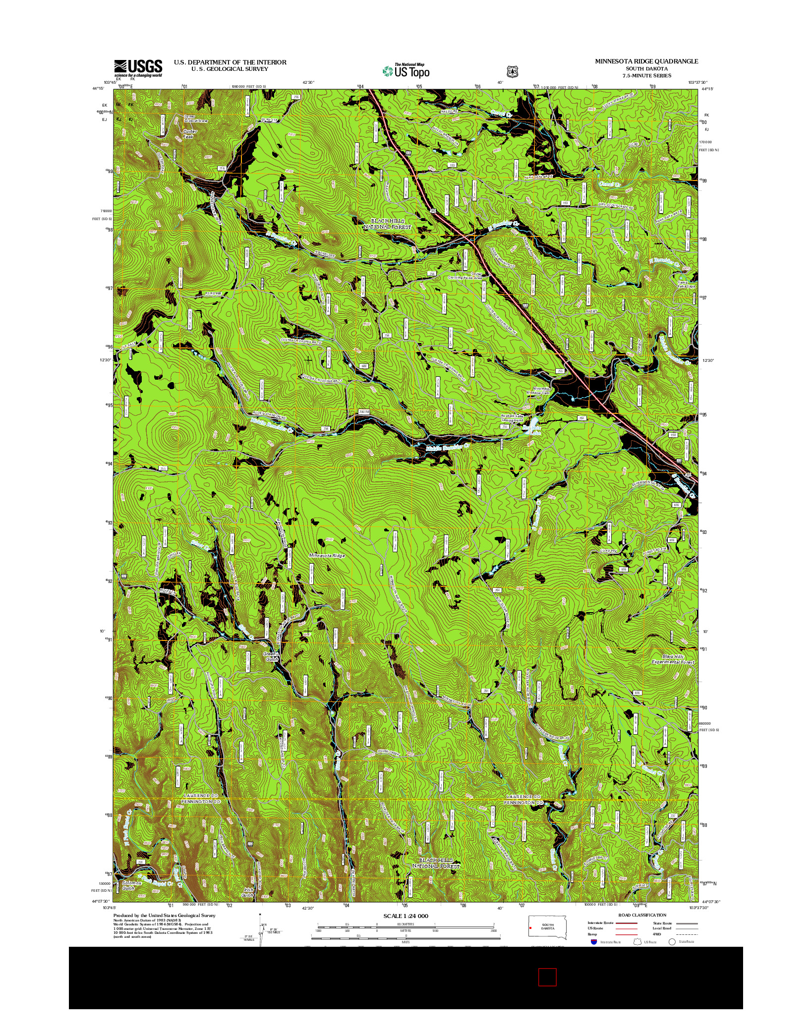 USGS US TOPO 7.5-MINUTE MAP FOR MINNESOTA RIDGE, SD 2012