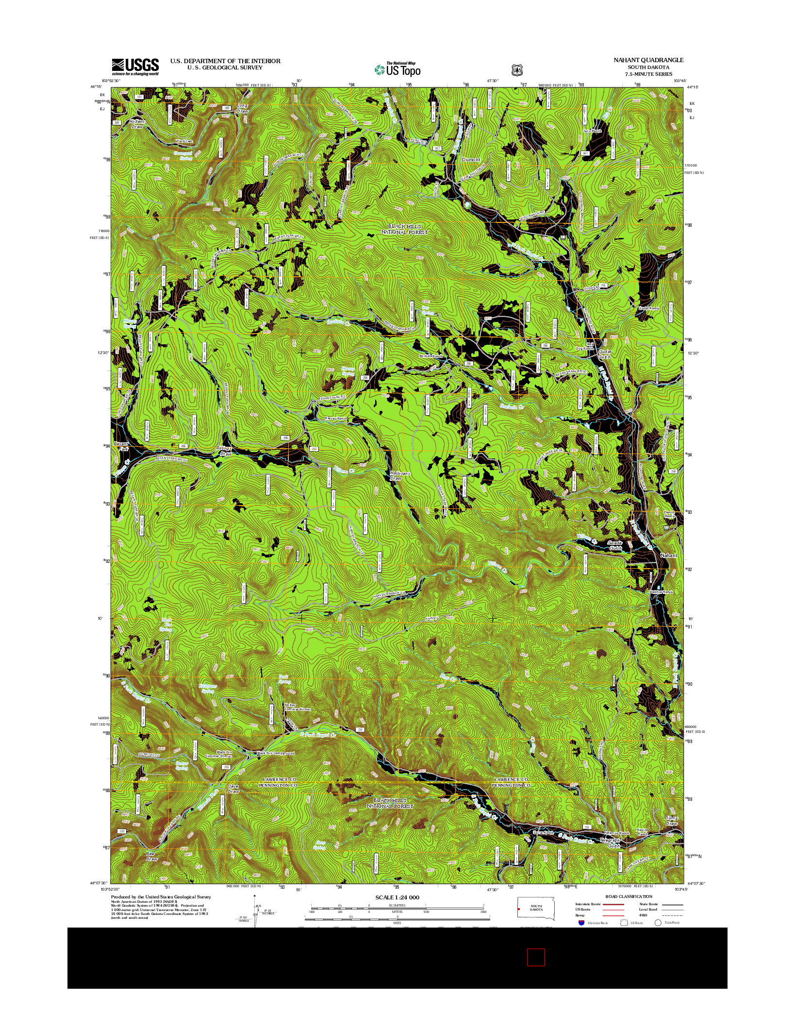 USGS US TOPO 7.5-MINUTE MAP FOR NAHANT, SD 2012