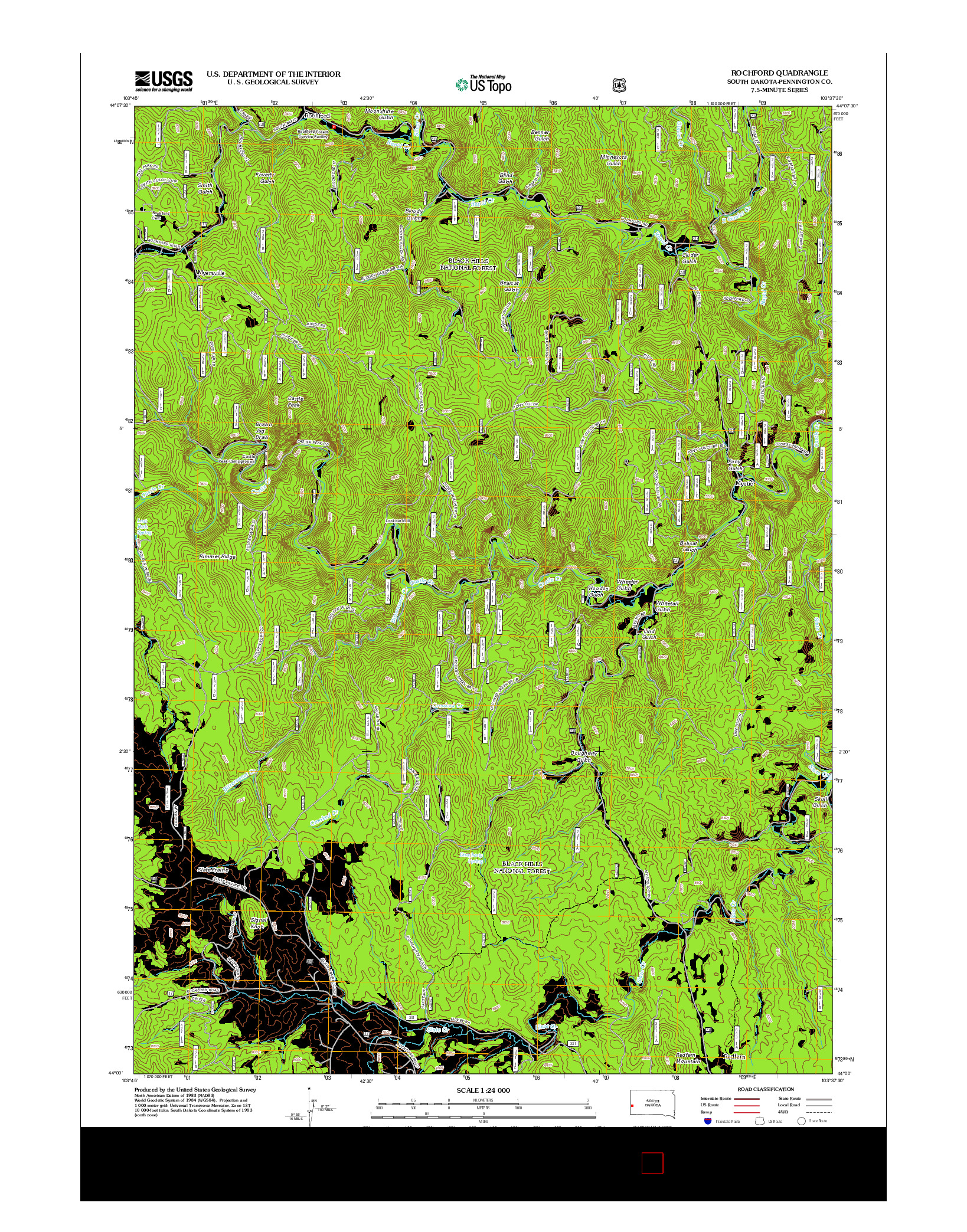 USGS US TOPO 7.5-MINUTE MAP FOR ROCHFORD, SD 2012