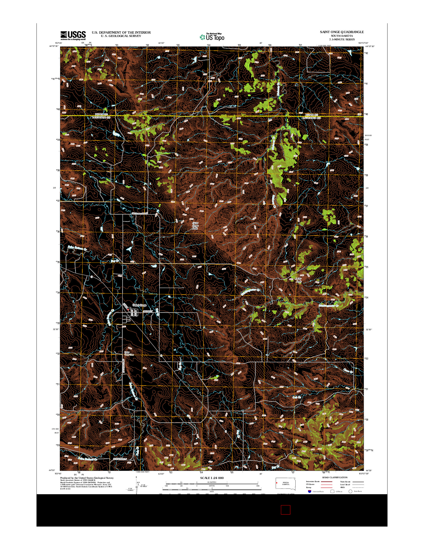 USGS US TOPO 7.5-MINUTE MAP FOR SAINT ONGE, SD 2012