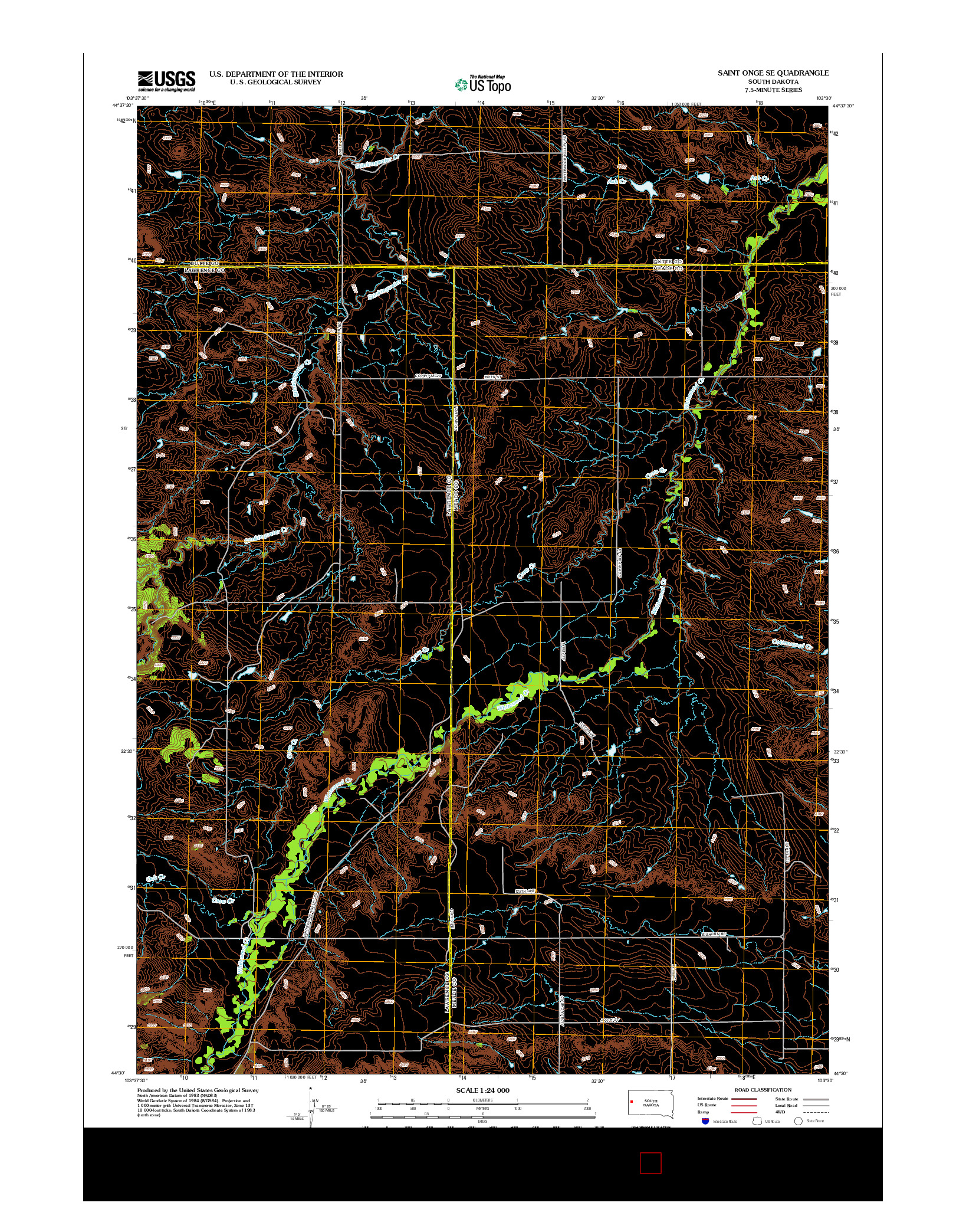 USGS US TOPO 7.5-MINUTE MAP FOR SAINT ONGE SE, SD 2012