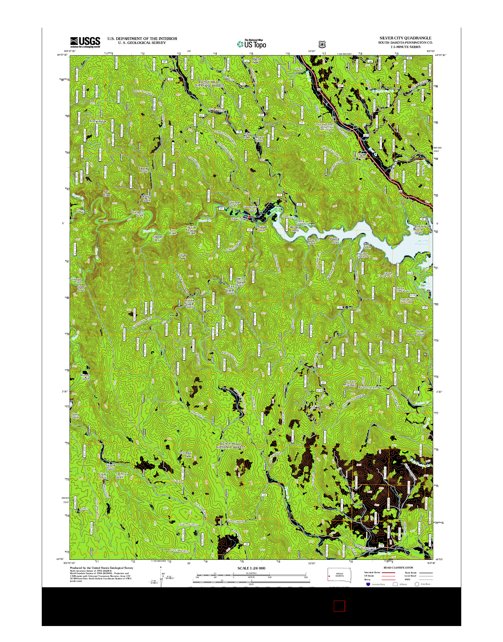 USGS US TOPO 7.5-MINUTE MAP FOR SILVER CITY, SD 2012