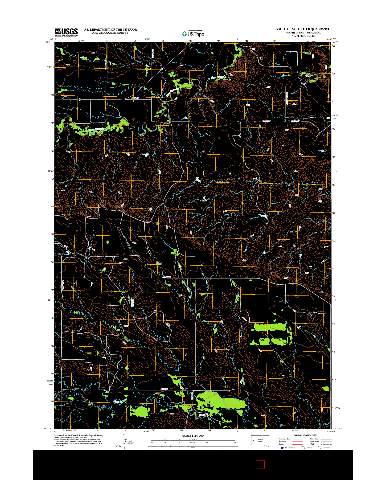 USGS US TOPO 7.5-MINUTE MAP FOR SOUTH OF VOLUNTEER, SD 2012