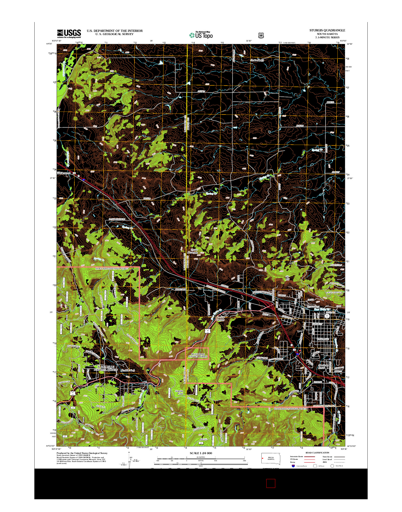USGS US TOPO 7.5-MINUTE MAP FOR STURGIS, SD 2012