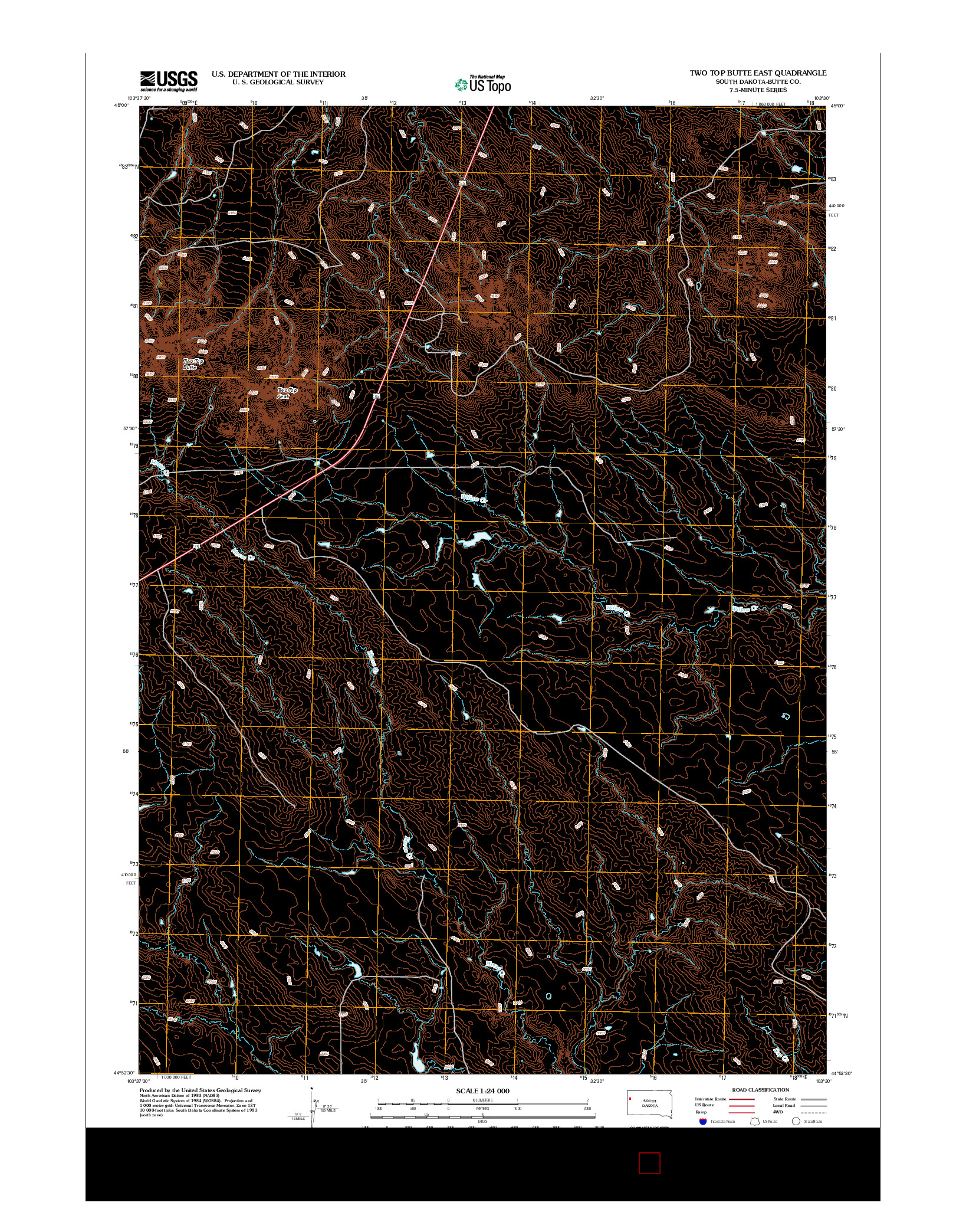 USGS US TOPO 7.5-MINUTE MAP FOR TWO TOP BUTTE EAST, SD 2012