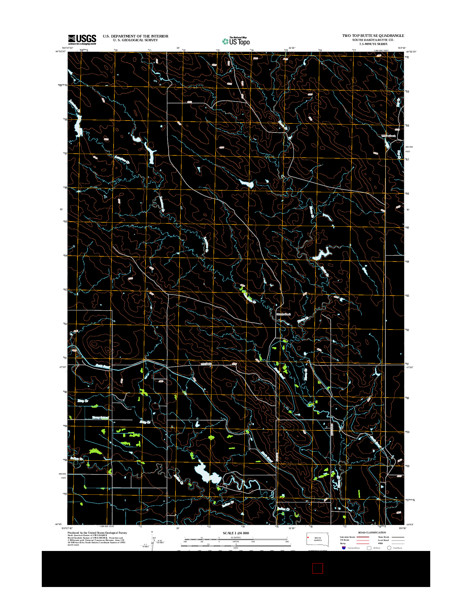 USGS US TOPO 7.5-MINUTE MAP FOR TWO TOP BUTTE SE, SD 2012