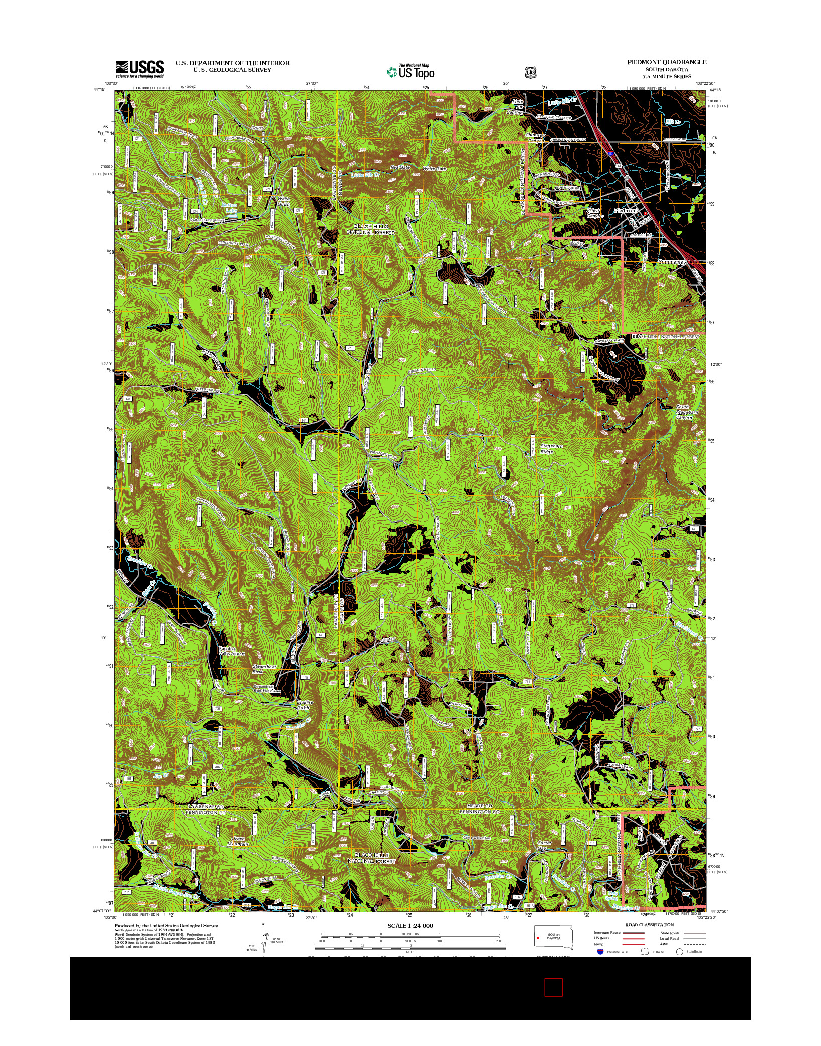 USGS US TOPO 7.5-MINUTE MAP FOR PIEDMONT, SD 2012