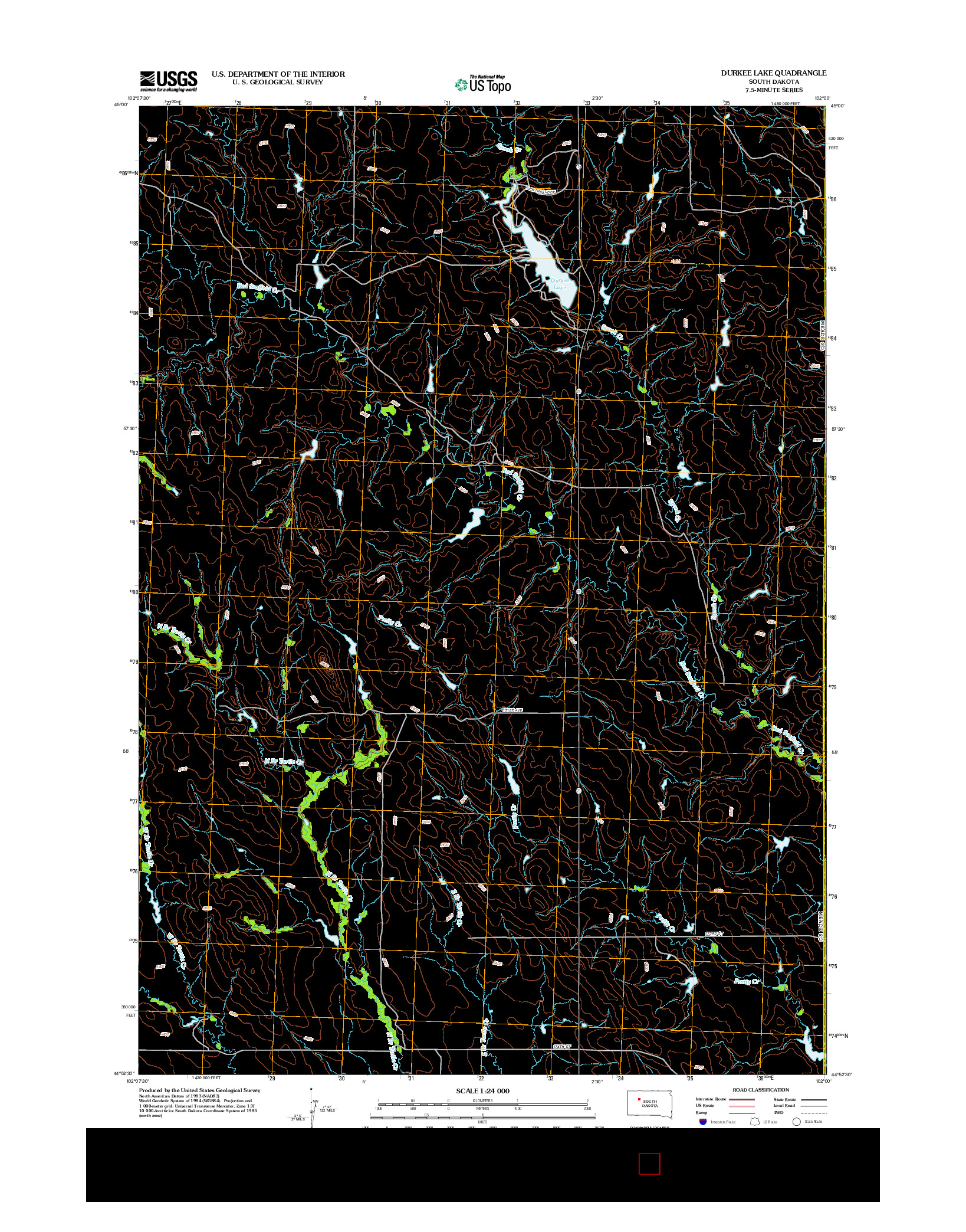 USGS US TOPO 7.5-MINUTE MAP FOR DURKEE LAKE, SD 2012