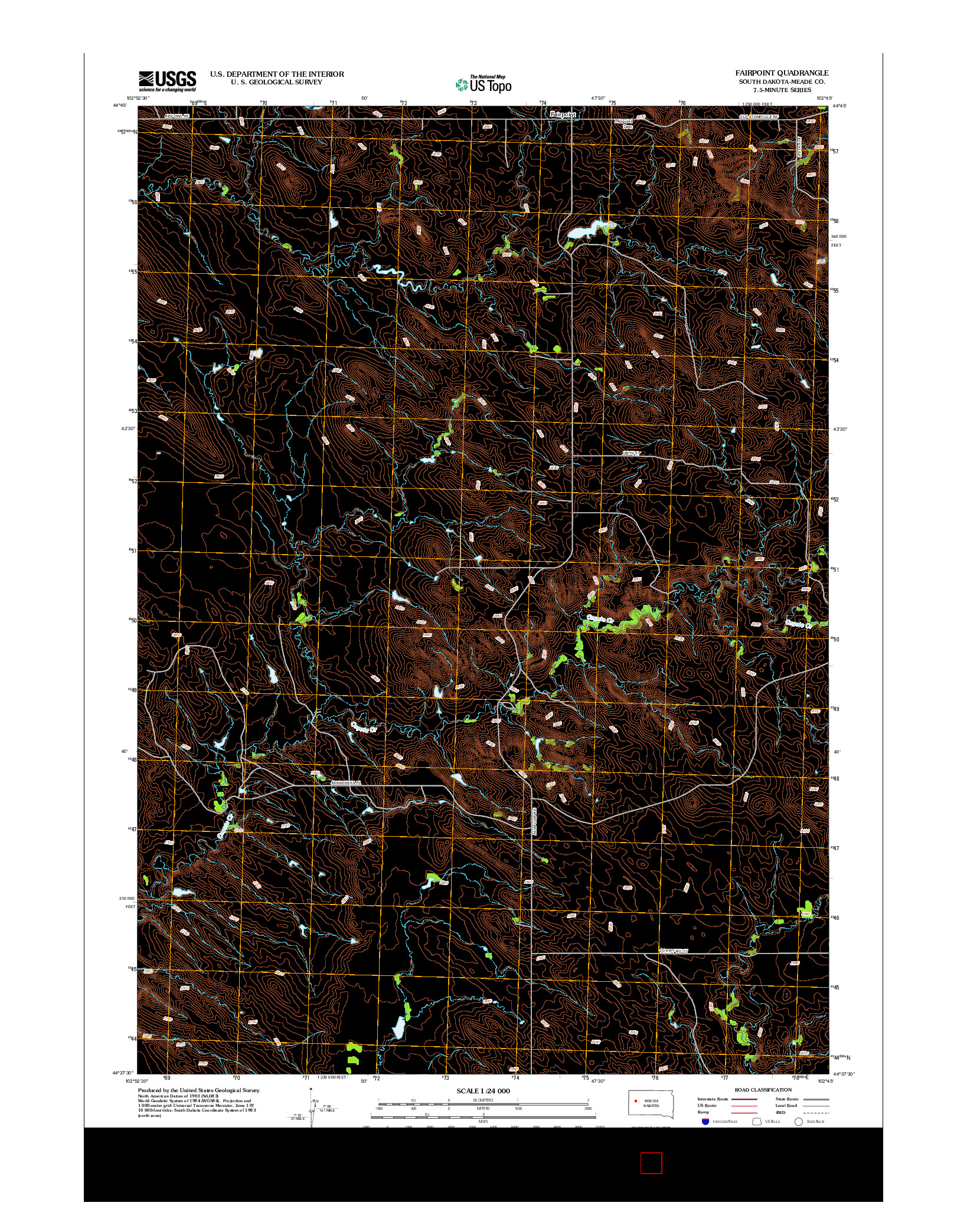 USGS US TOPO 7.5-MINUTE MAP FOR FAIRPOINT, SD 2012