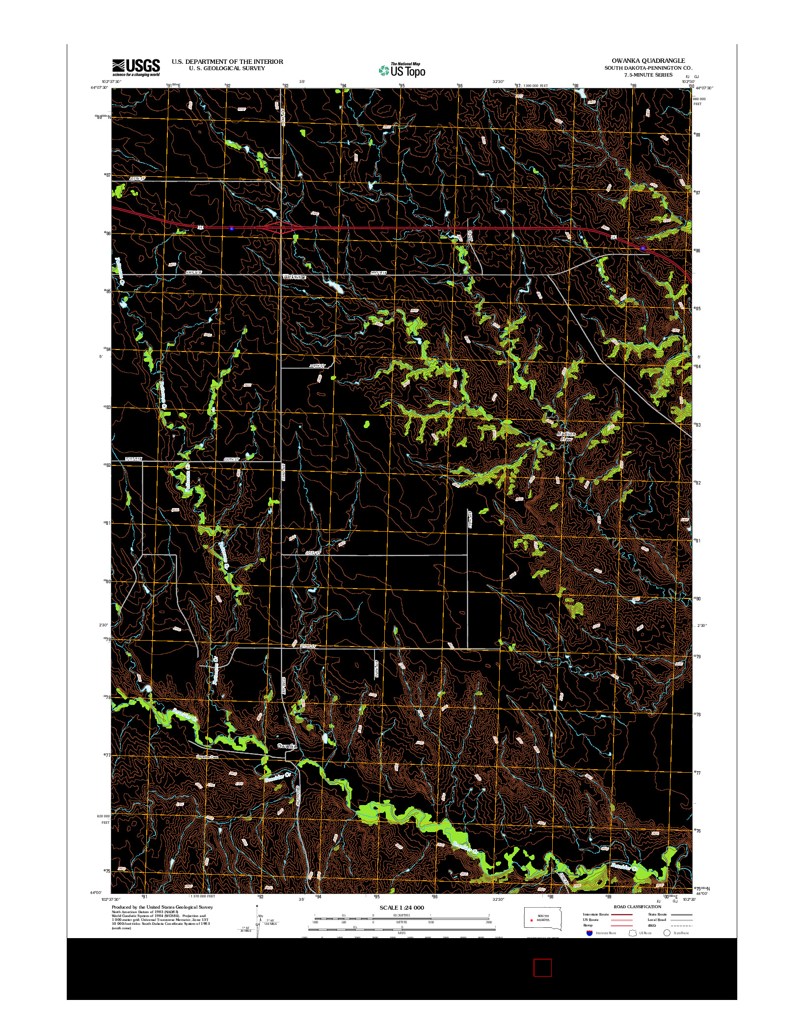 USGS US TOPO 7.5-MINUTE MAP FOR OWANKA, SD 2012