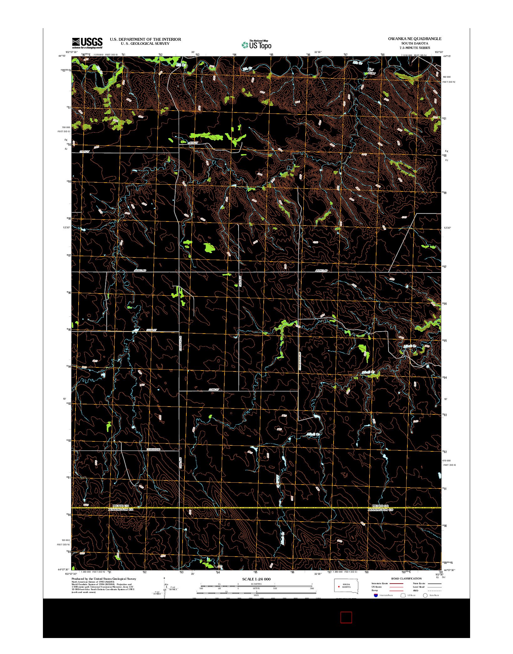 USGS US TOPO 7.5-MINUTE MAP FOR OWANKA NE, SD 2012