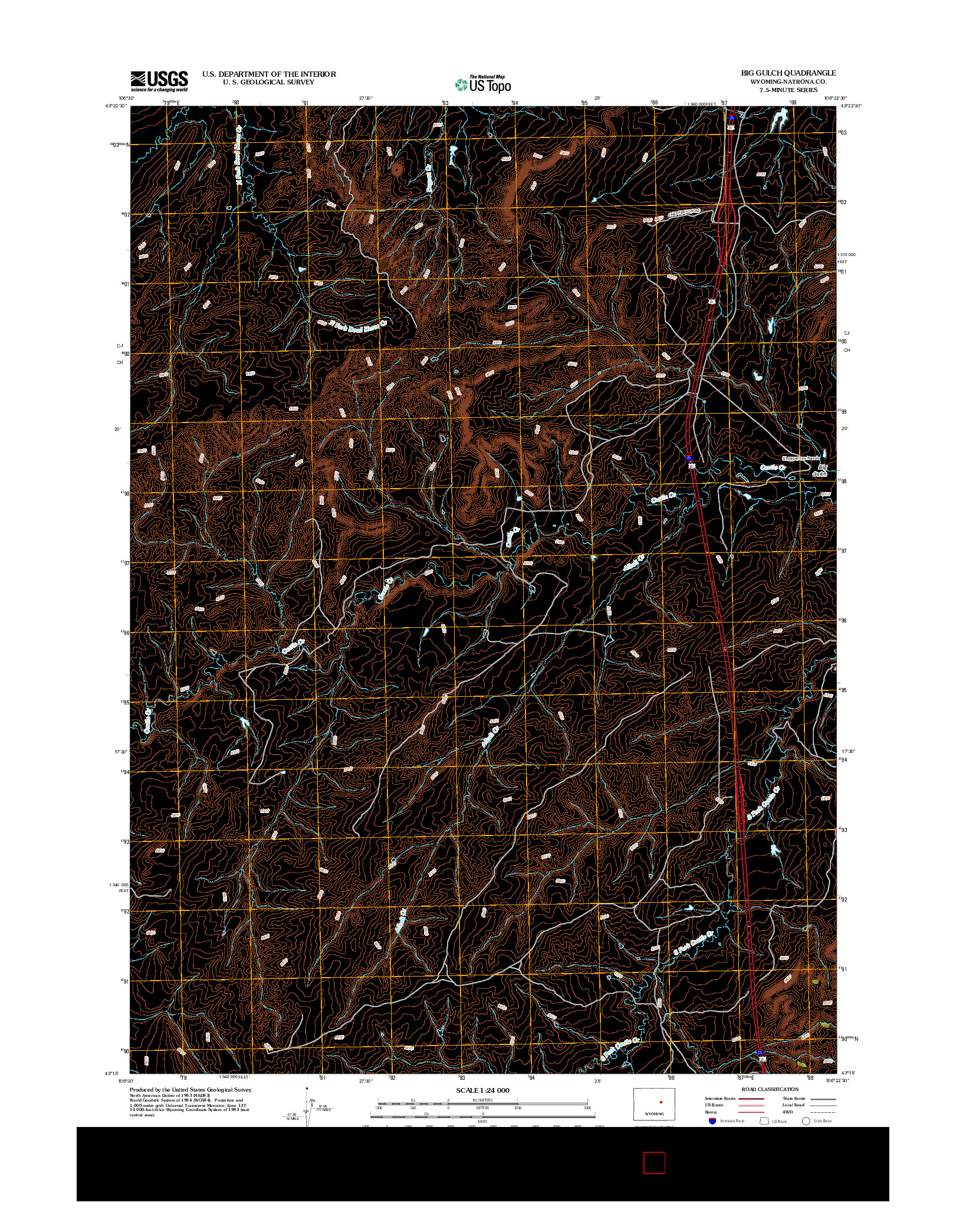 USGS US TOPO 7.5-MINUTE MAP FOR BIG GULCH, WY 2012