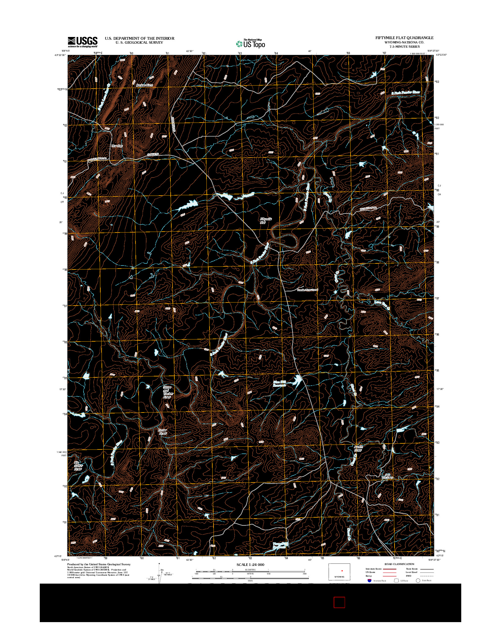 USGS US TOPO 7.5-MINUTE MAP FOR FIFTYMILE FLAT, WY 2012