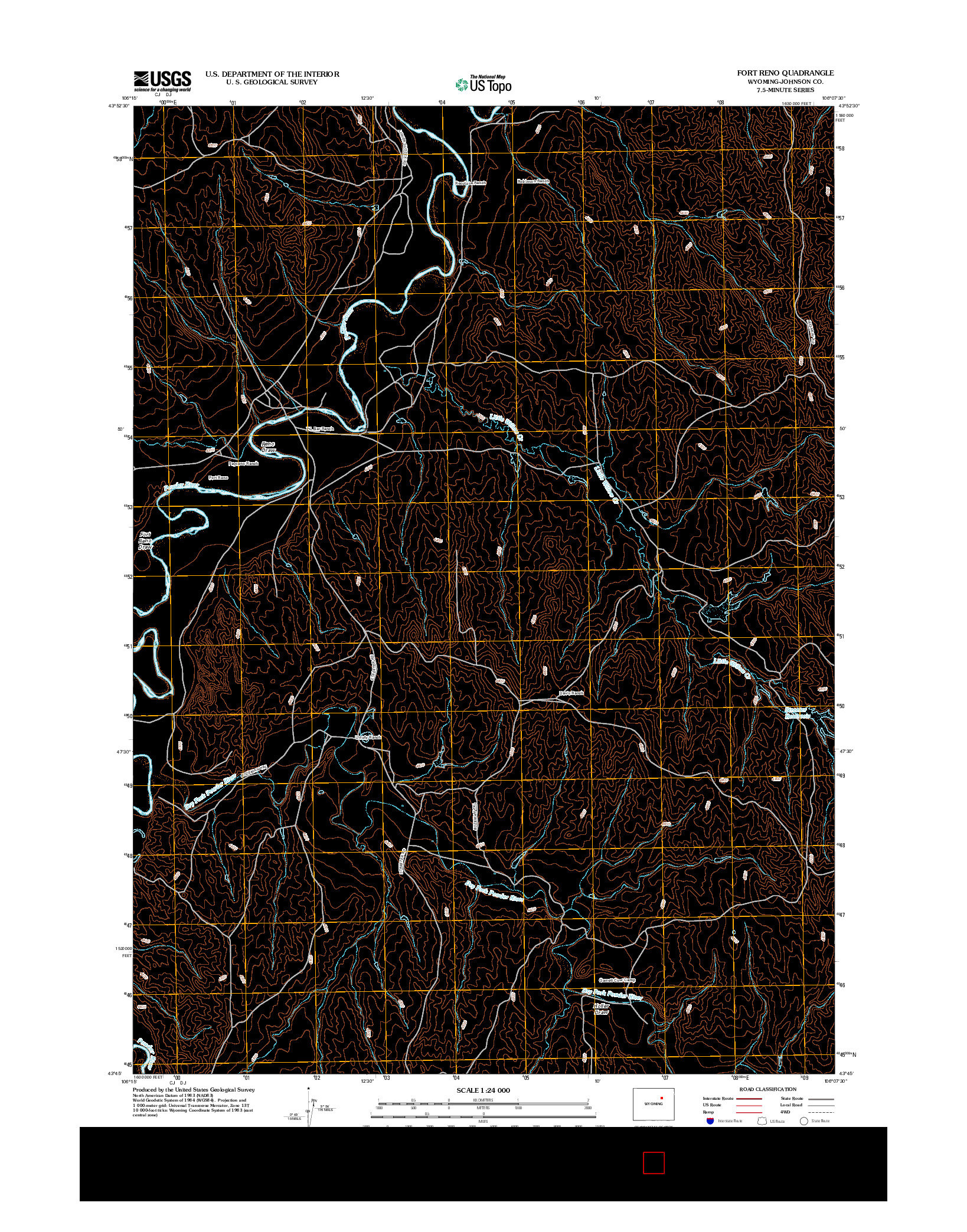 USGS US TOPO 7.5-MINUTE MAP FOR FORT RENO, WY 2012