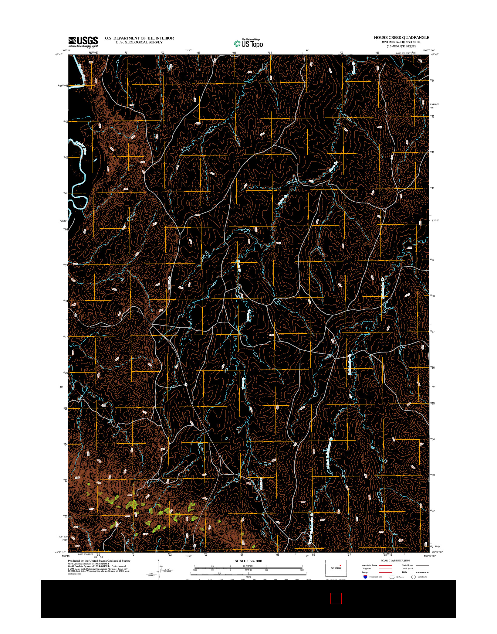 USGS US TOPO 7.5-MINUTE MAP FOR HOUSE CREEK, WY 2012