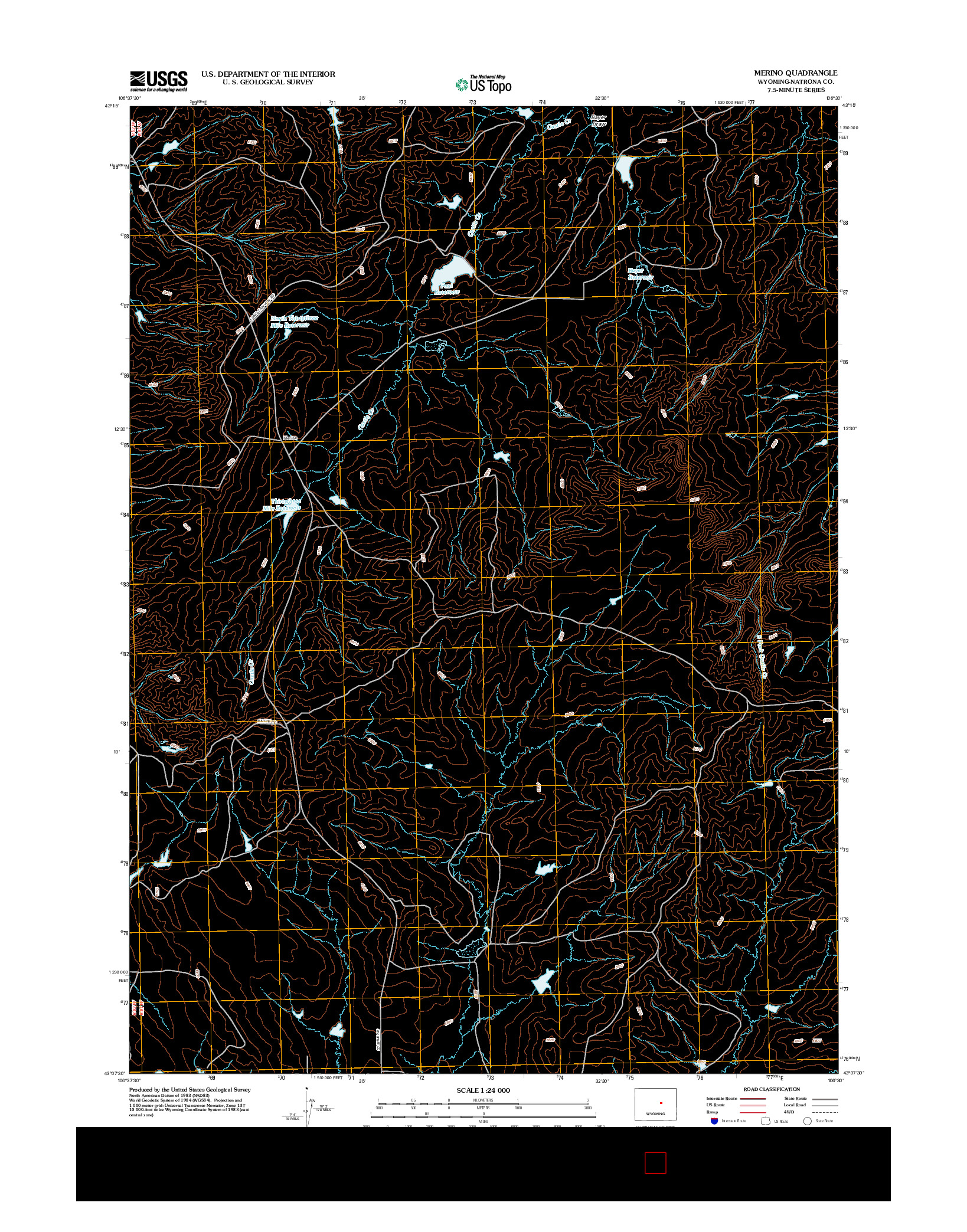 USGS US TOPO 7.5-MINUTE MAP FOR MERINO, WY 2012