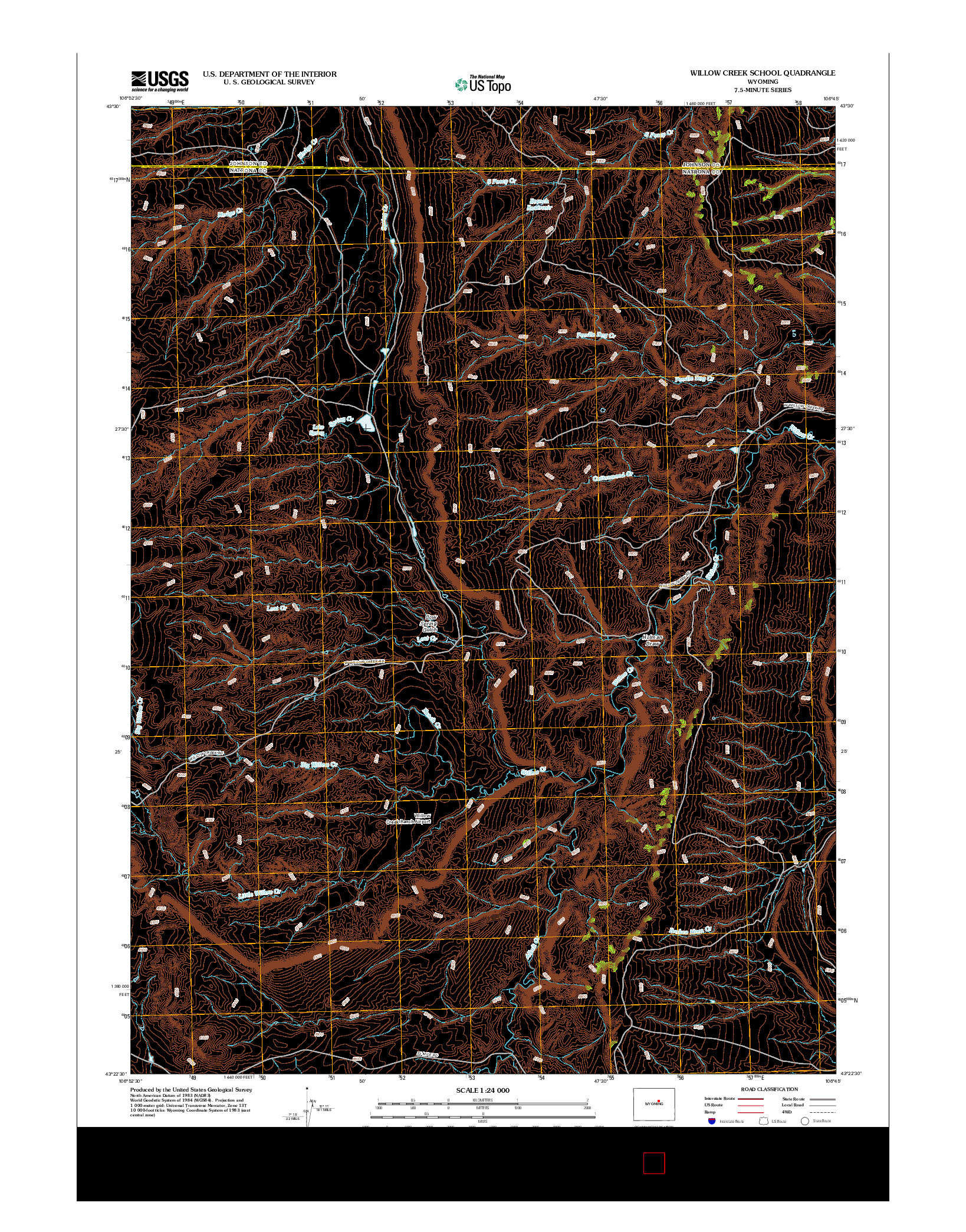 USGS US TOPO 7.5-MINUTE MAP FOR WILLOW CREEK SCHOOL, WY 2012